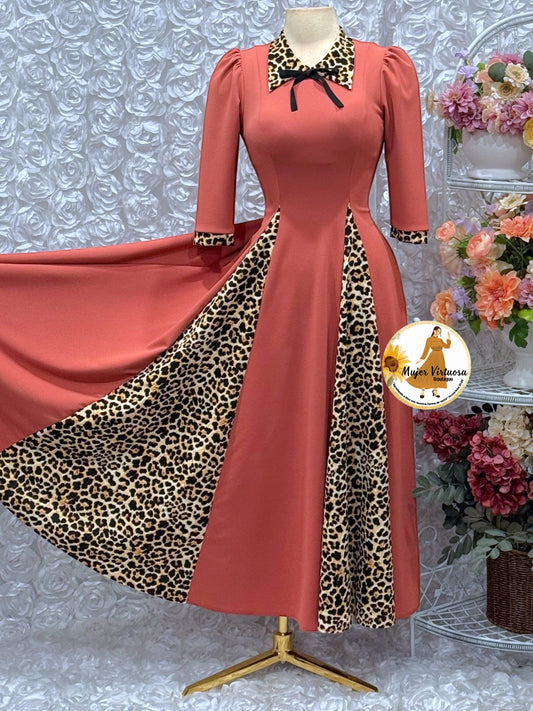 Victoria Dusty Pink Animal Print Dress