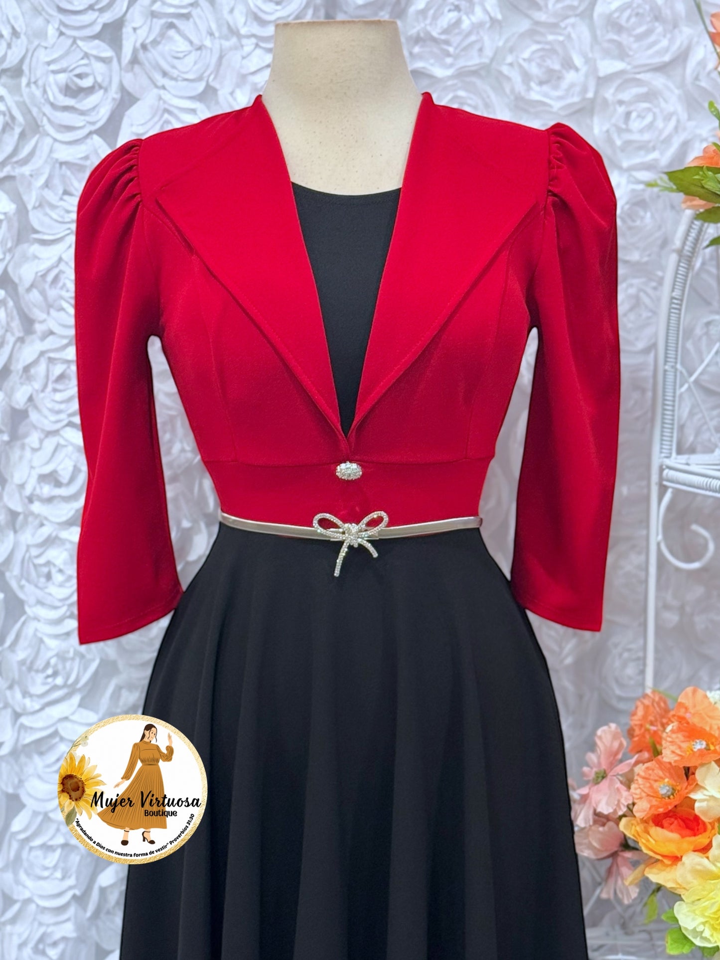 Astrid Red & Black Blazer Dress