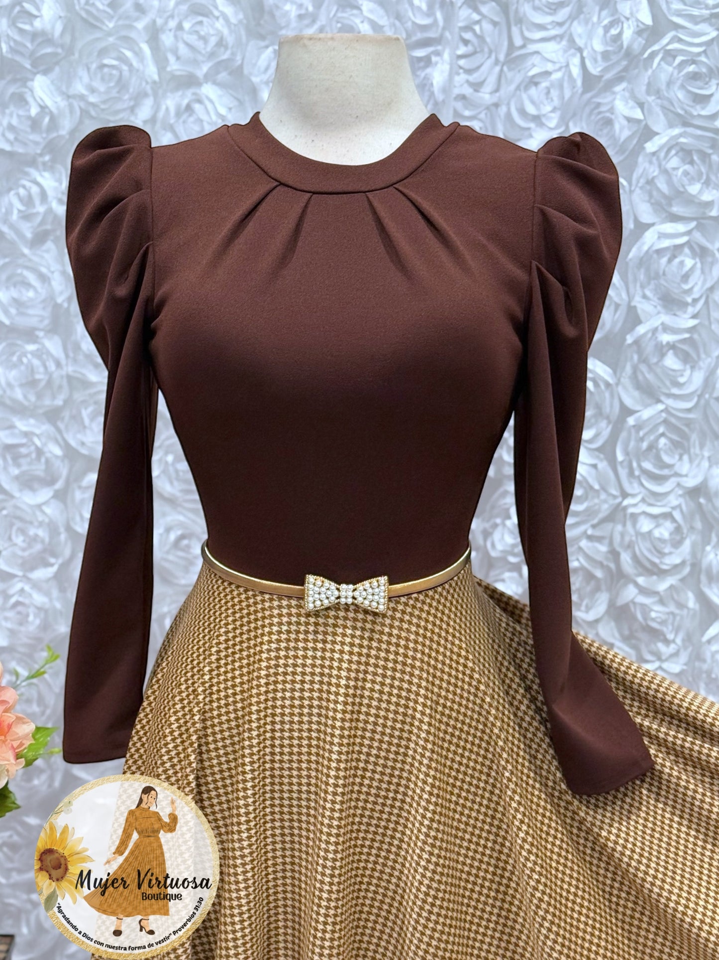 Eloisa Brown Plaid Dress