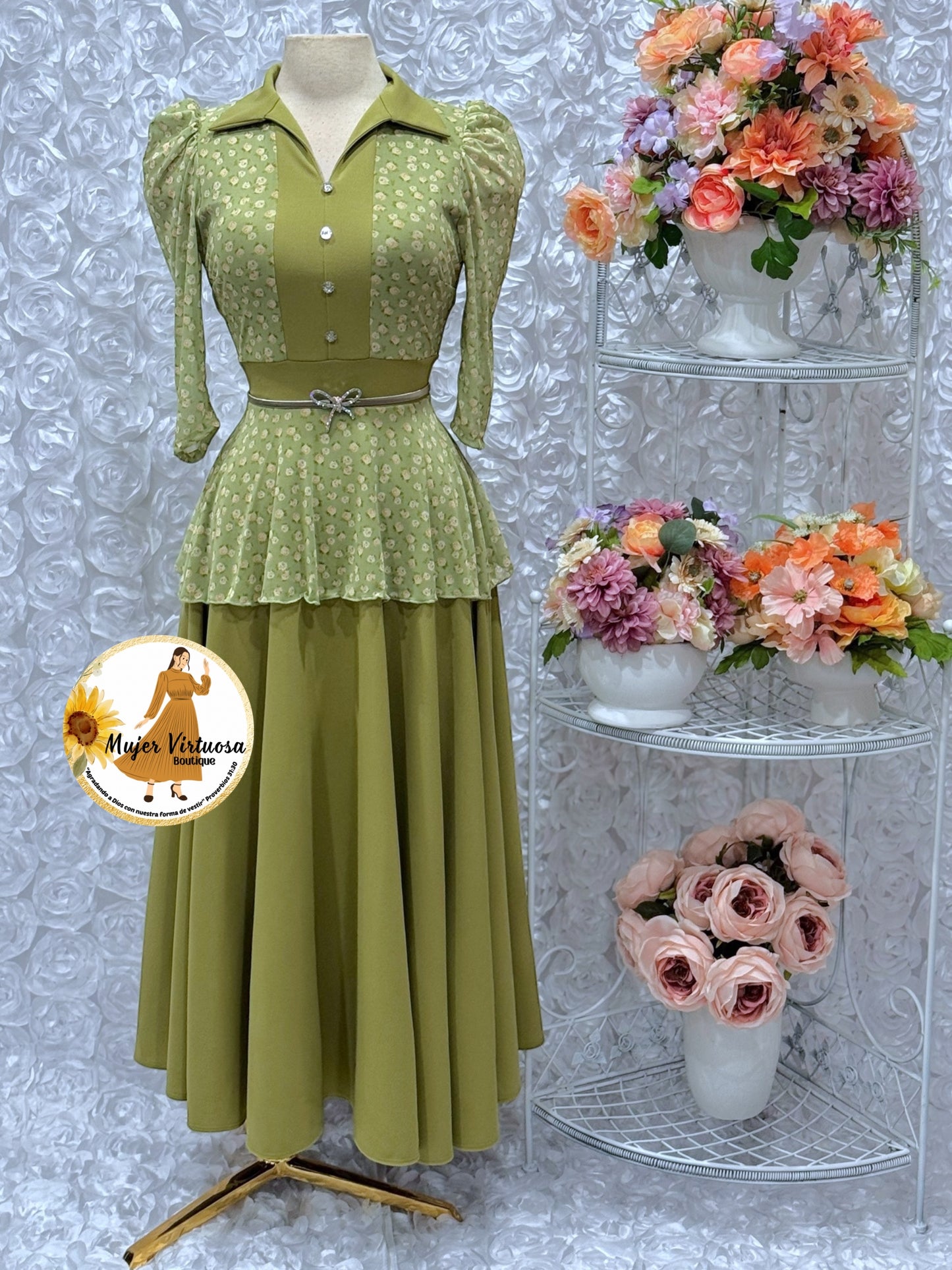 Analy Sage Green Floral Dress