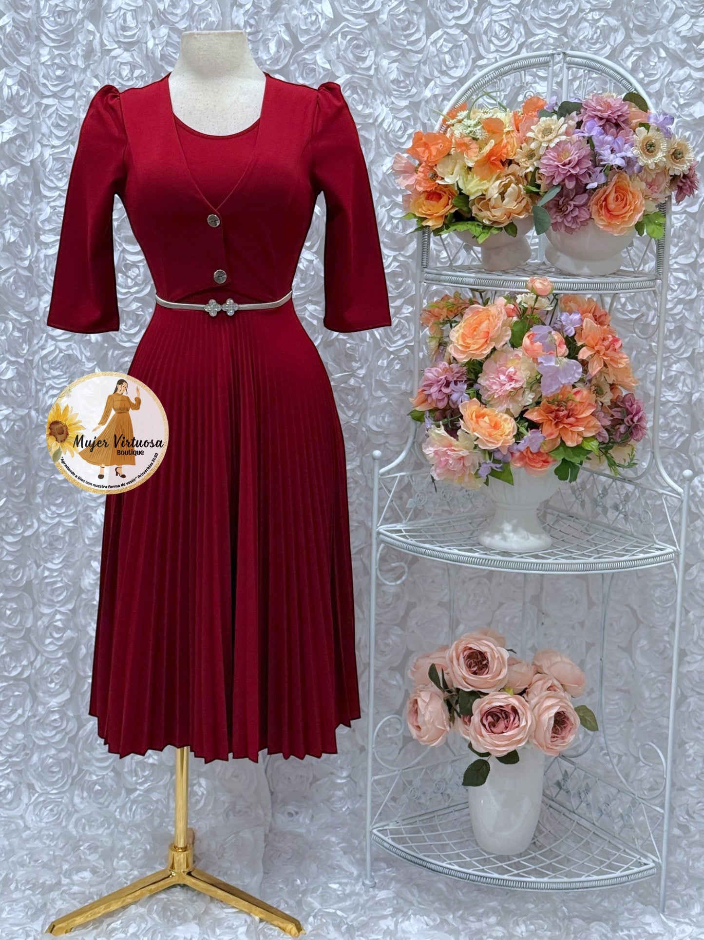 Milena Burgundy Blazer Midi Dress