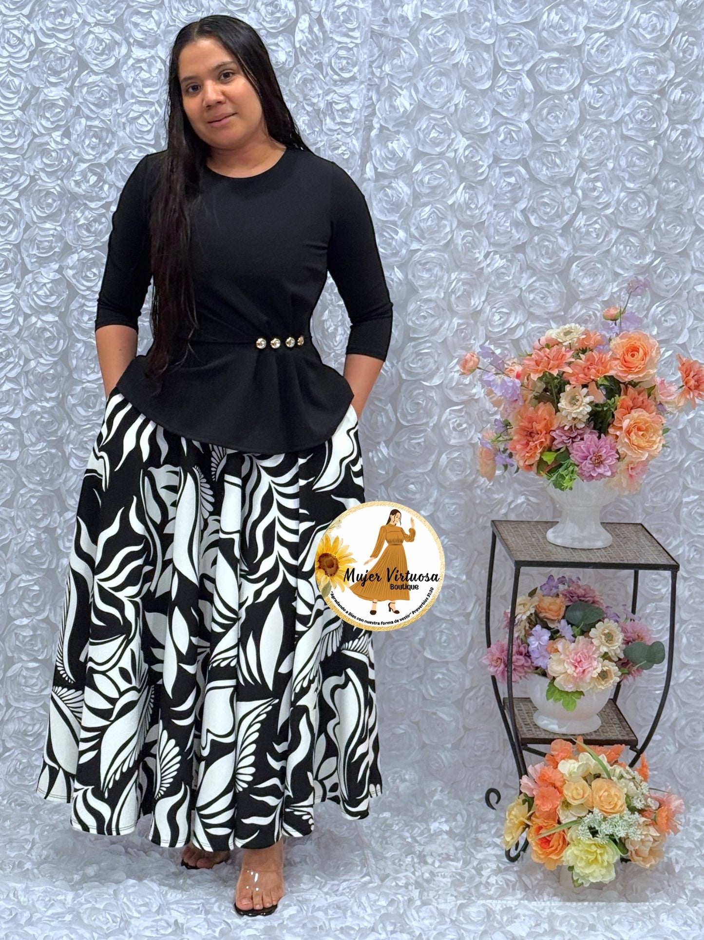 Betty Black/Abstract Print Dress