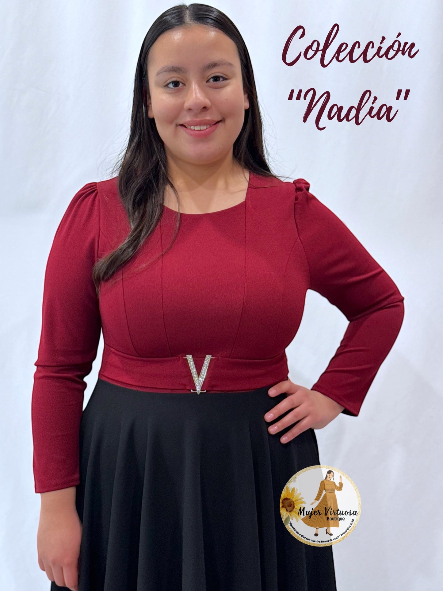 Nadia Burgundy & Black Dress