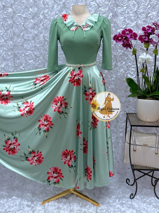 Francesca Sage Satin Dress