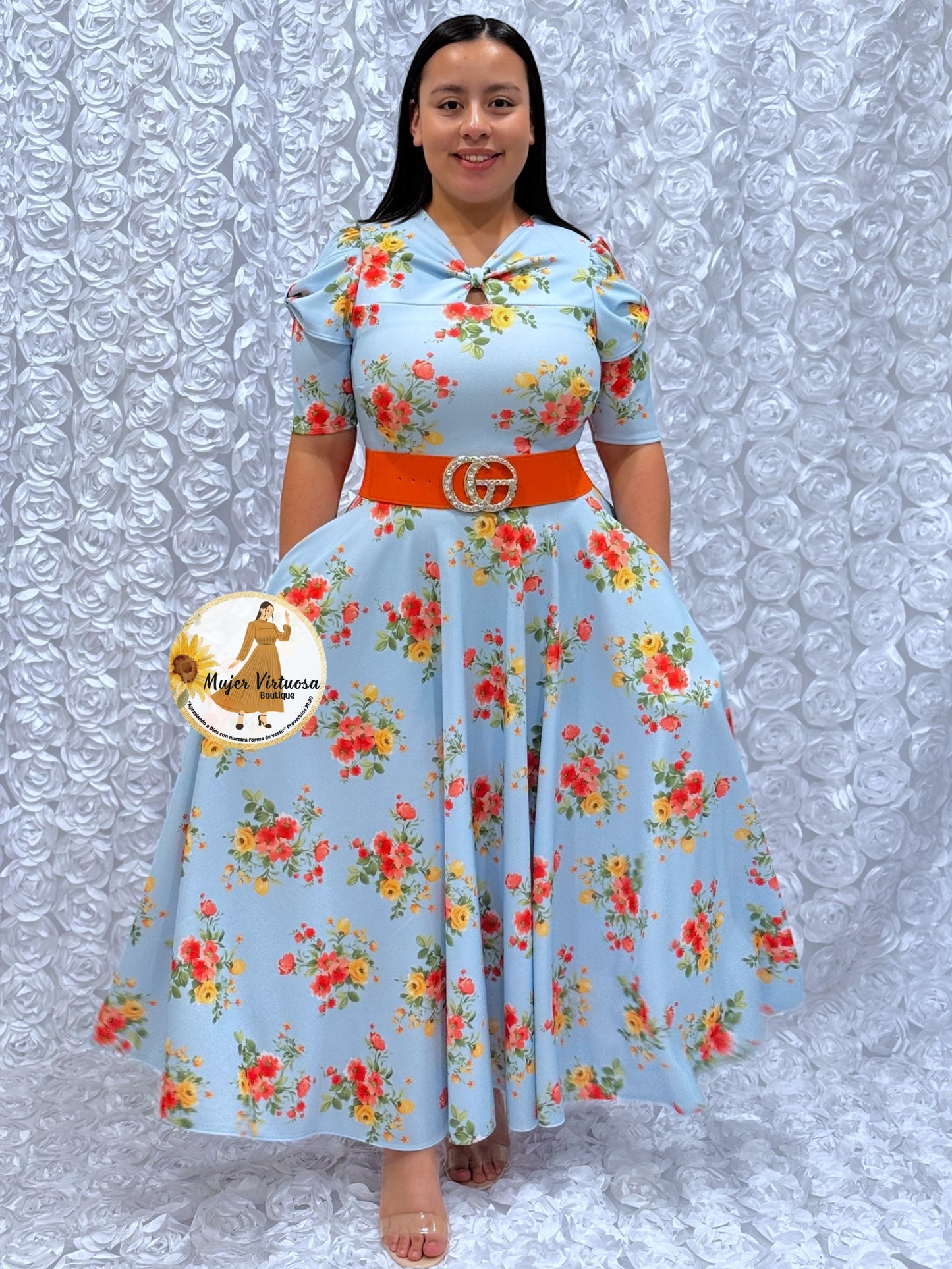 Bianca Baby Blue Floral Dress