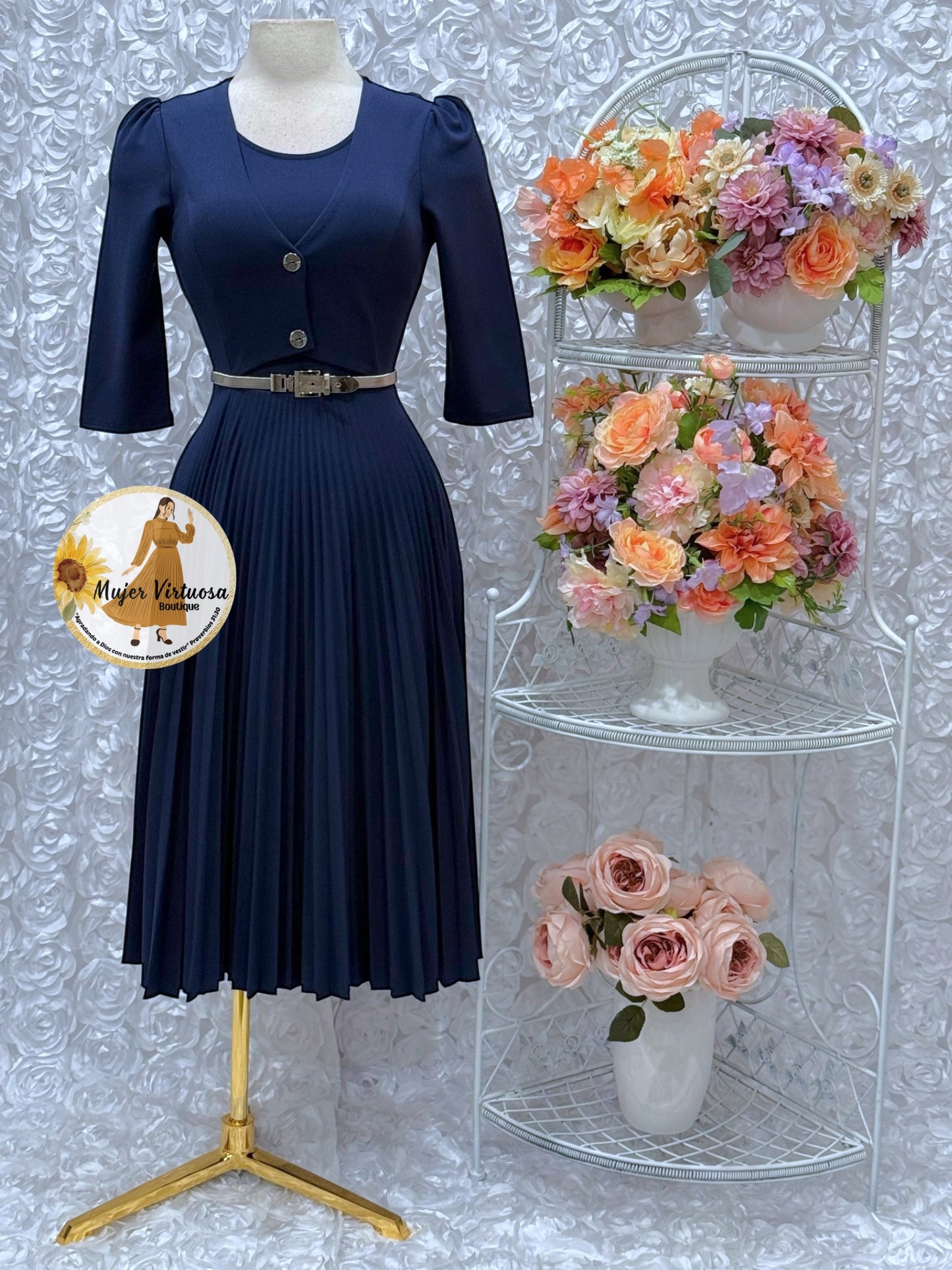 Milena Navy Blazer Midi Dress