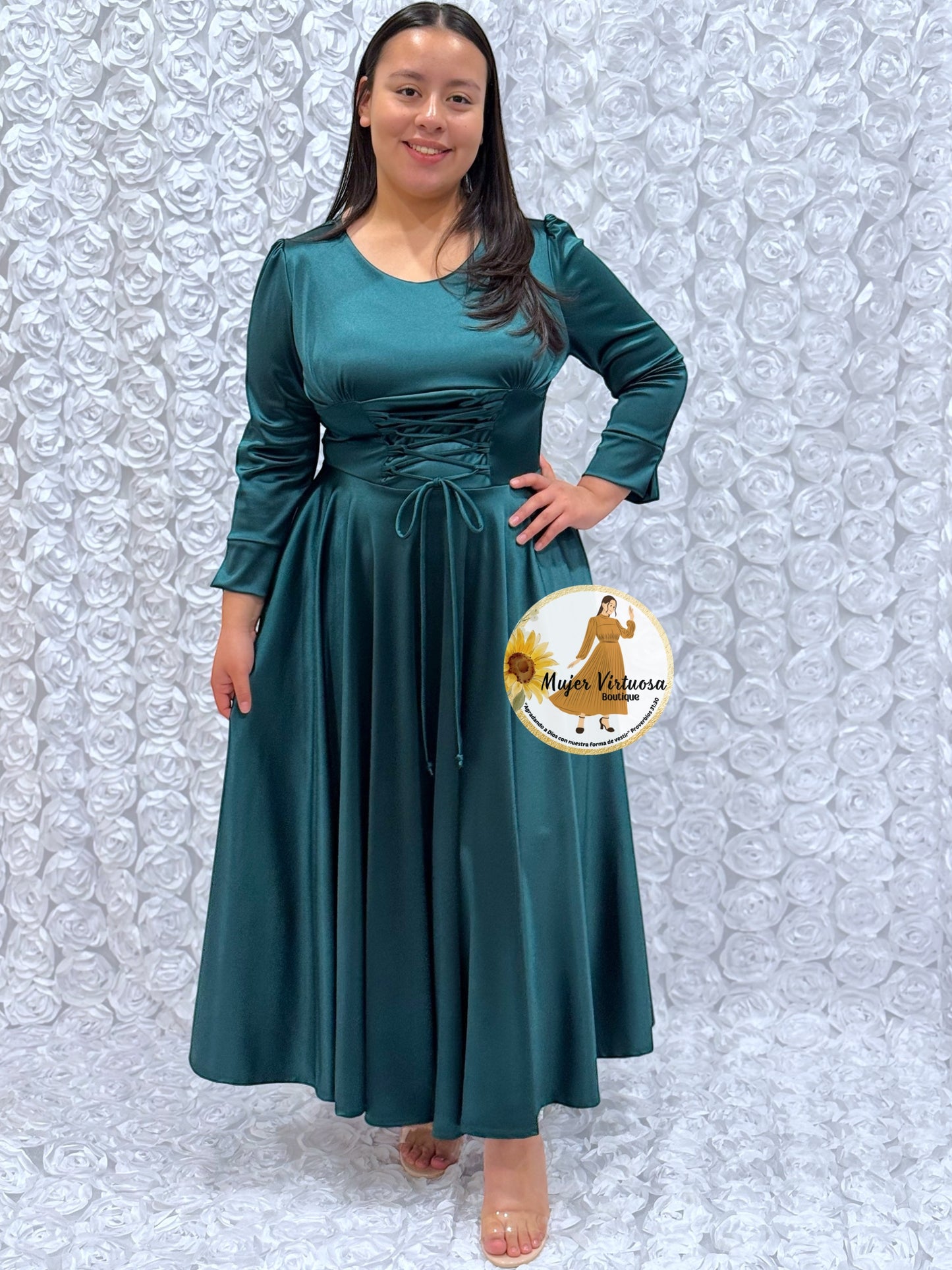 Emerald Corset Satin Dress