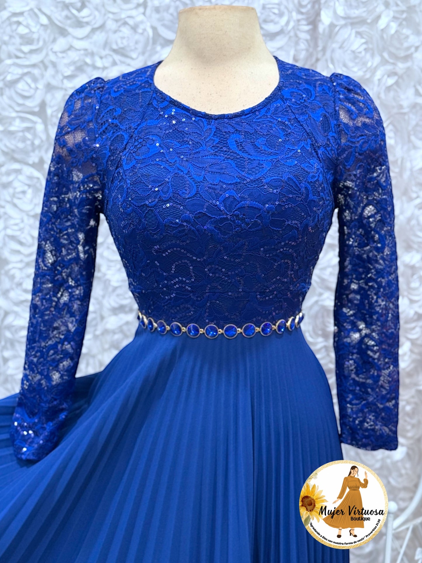 Cinto de Cadena Con Piedras Azul