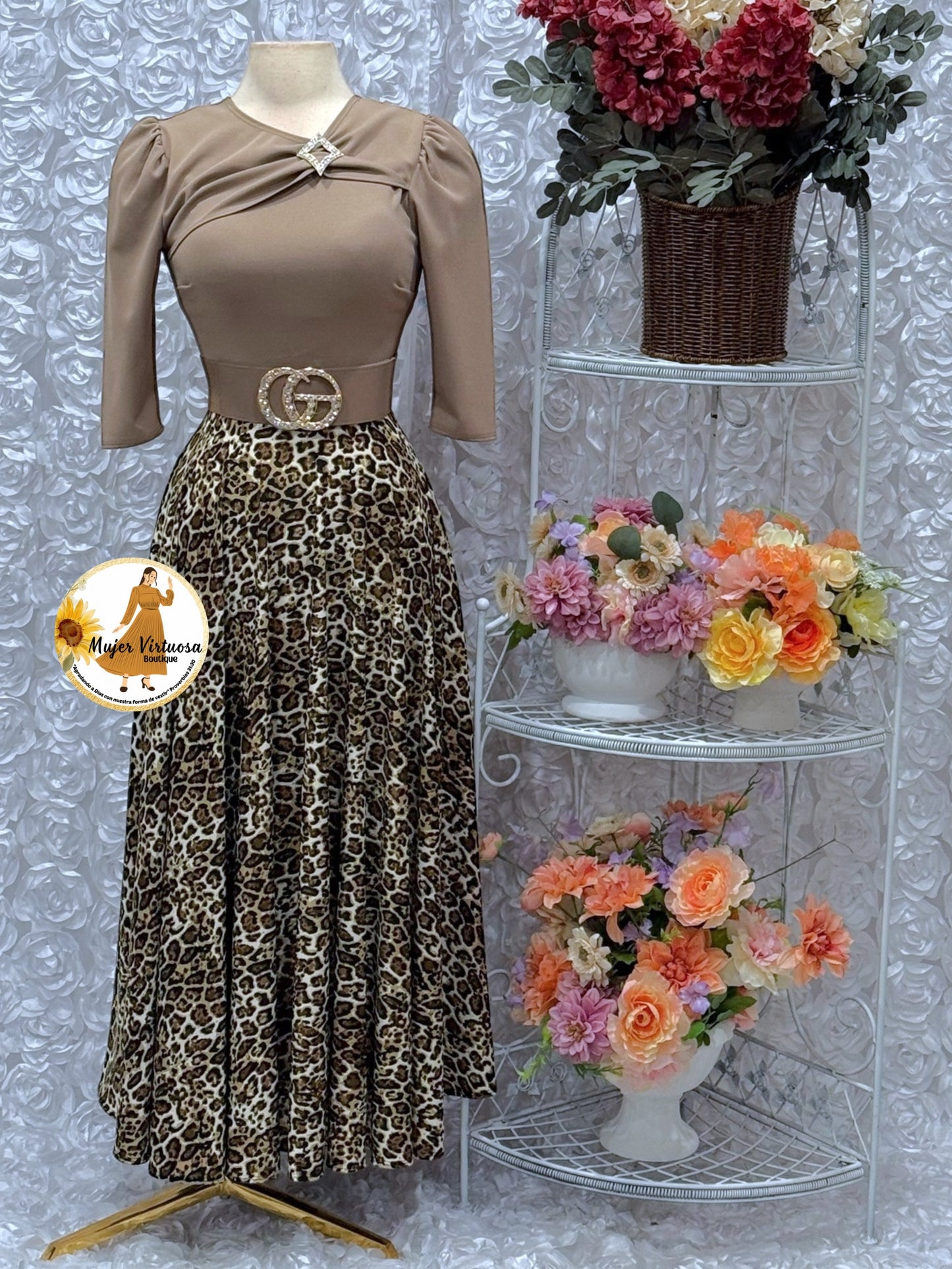 Rosalie Mocha Animal Print Dress