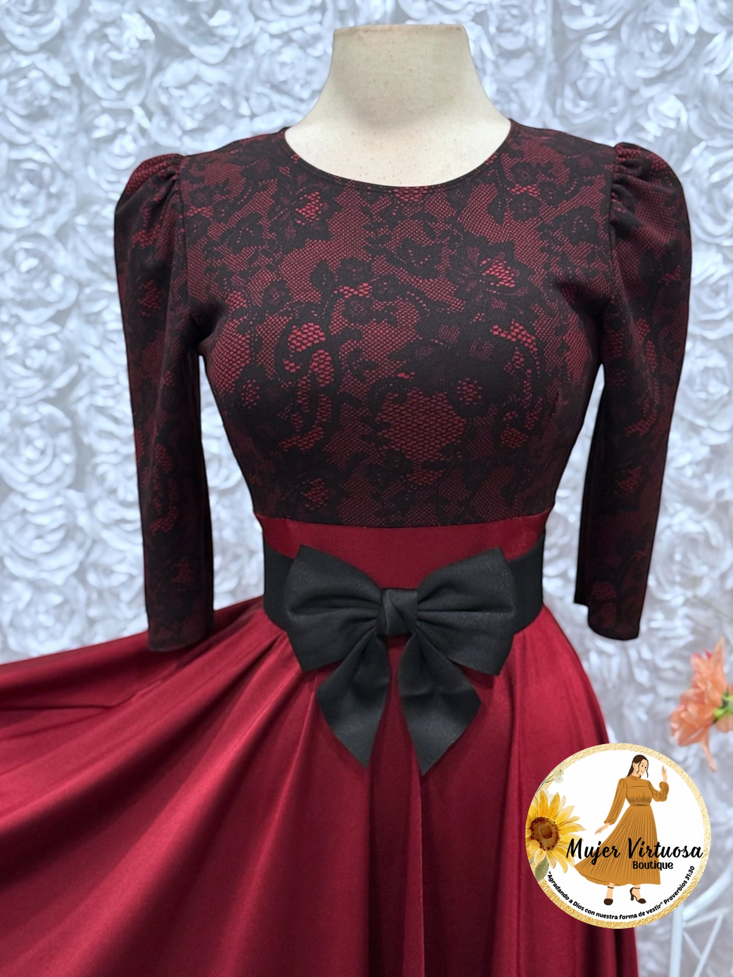 Burgundy & Black Dress