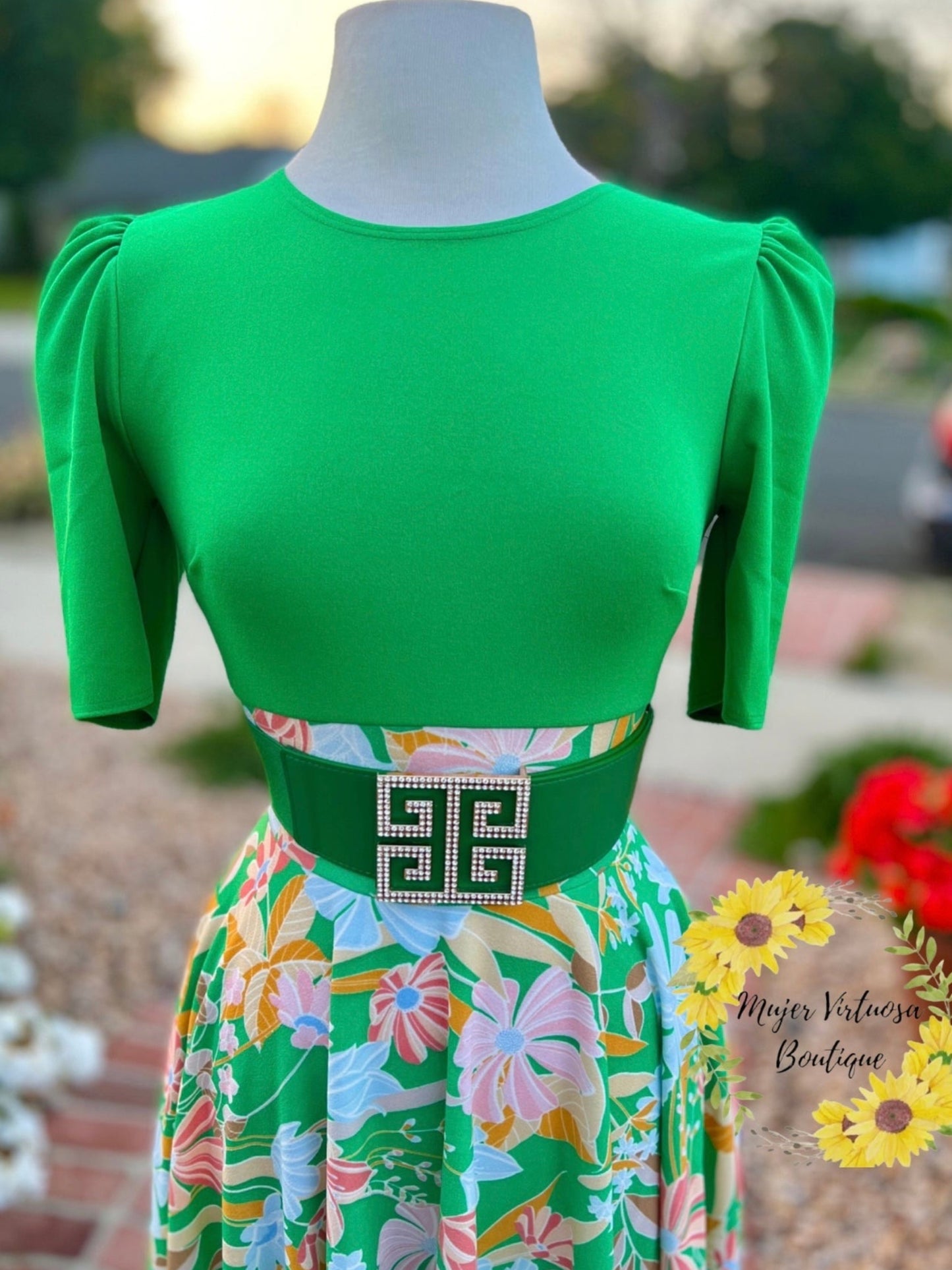 Kelly Green Blue Elastic Belt