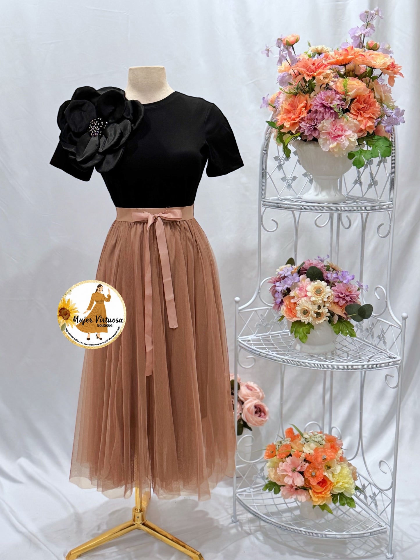 Mauve Tulle Midi Skirt