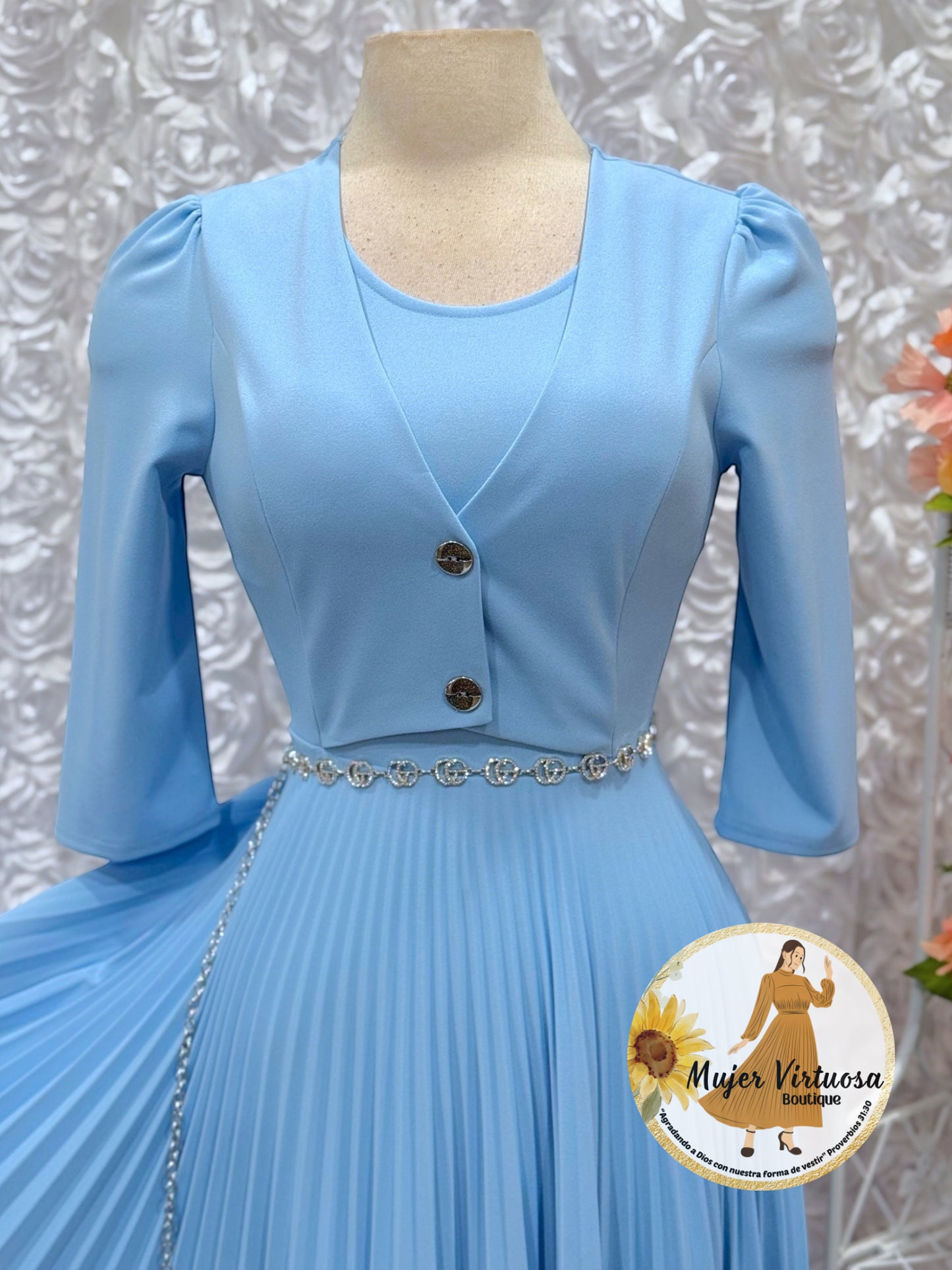 Milena Sky Blue Blazer Midi Dress