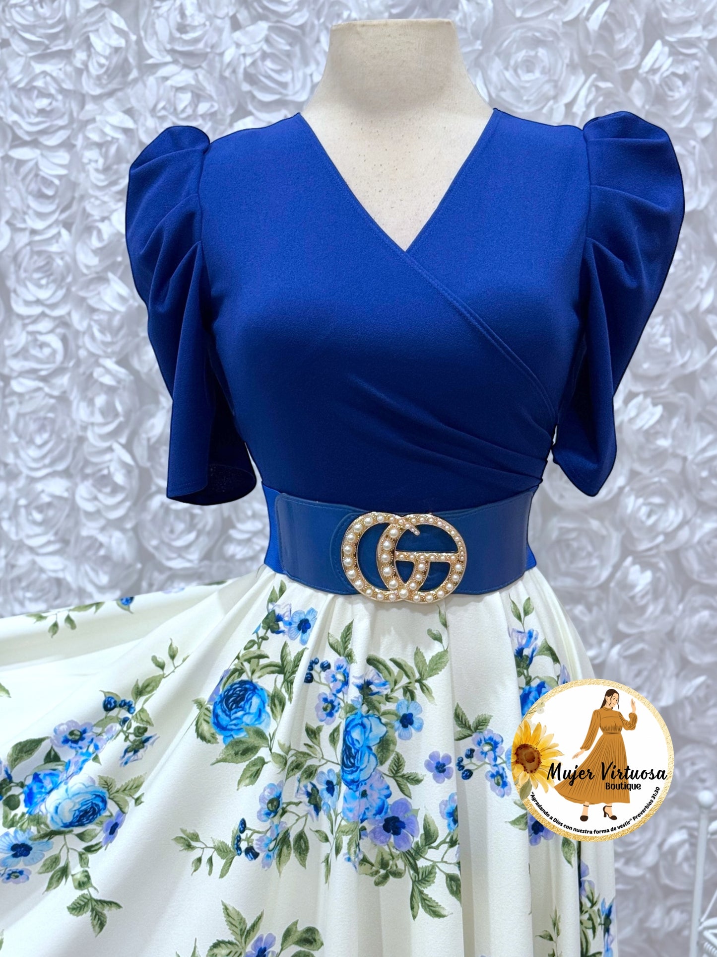 Susan Blue/White Floral Dress