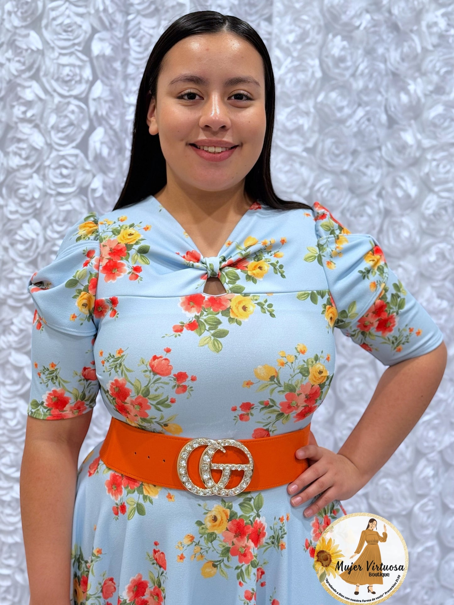 Bianca Baby Blue Floral Dress