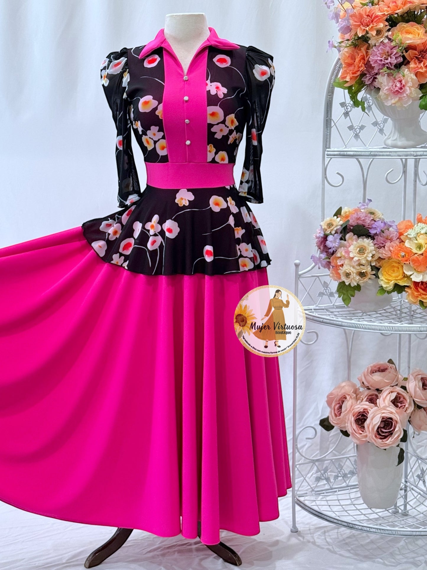 Analy Fucsia Floral Dress