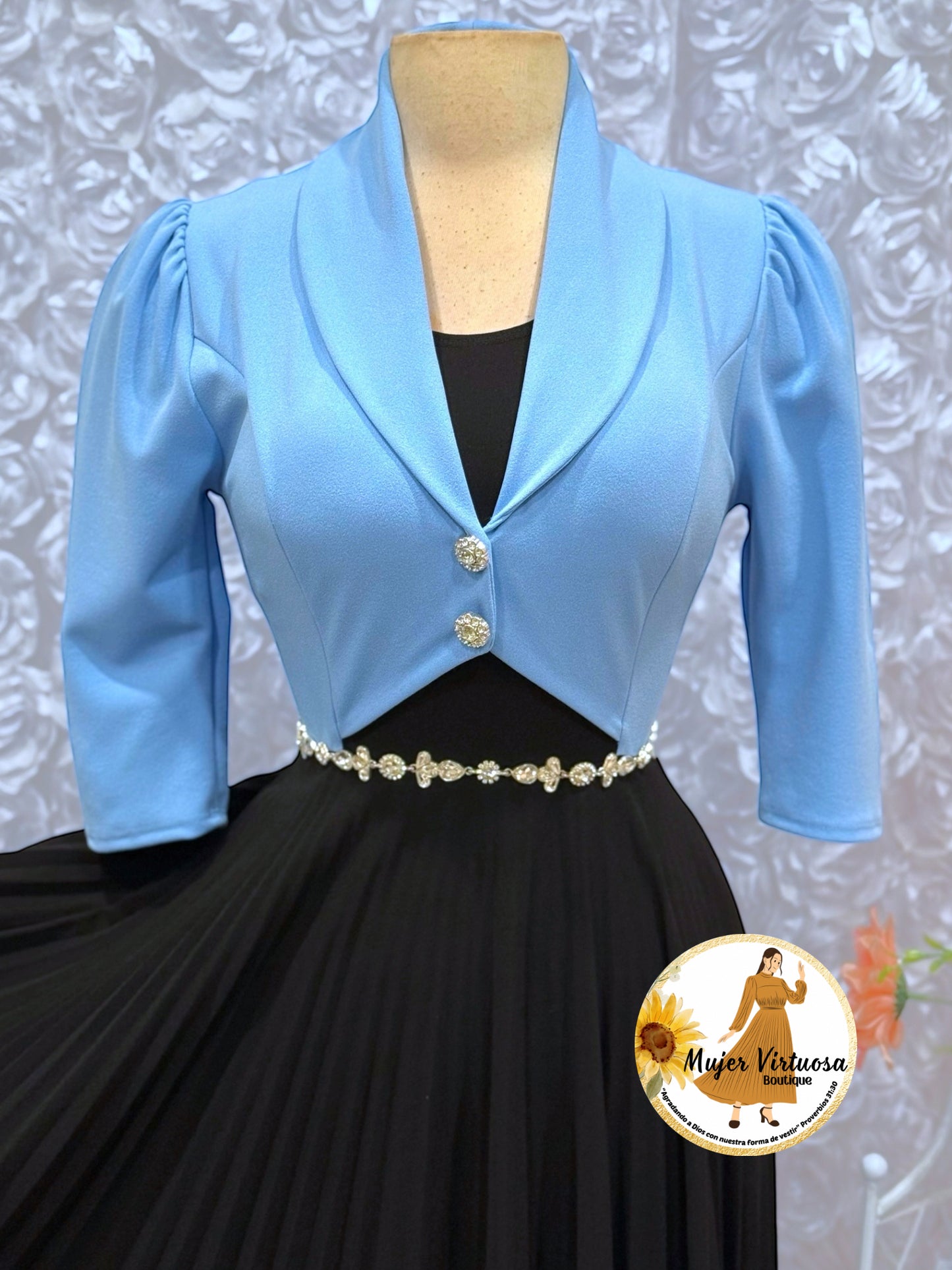 Emely Baby Blue & Black Dress