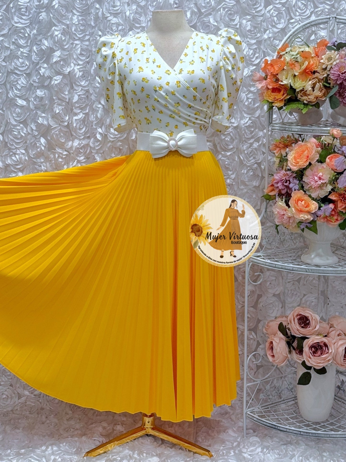 Jessica White/Yellow Floral Dress