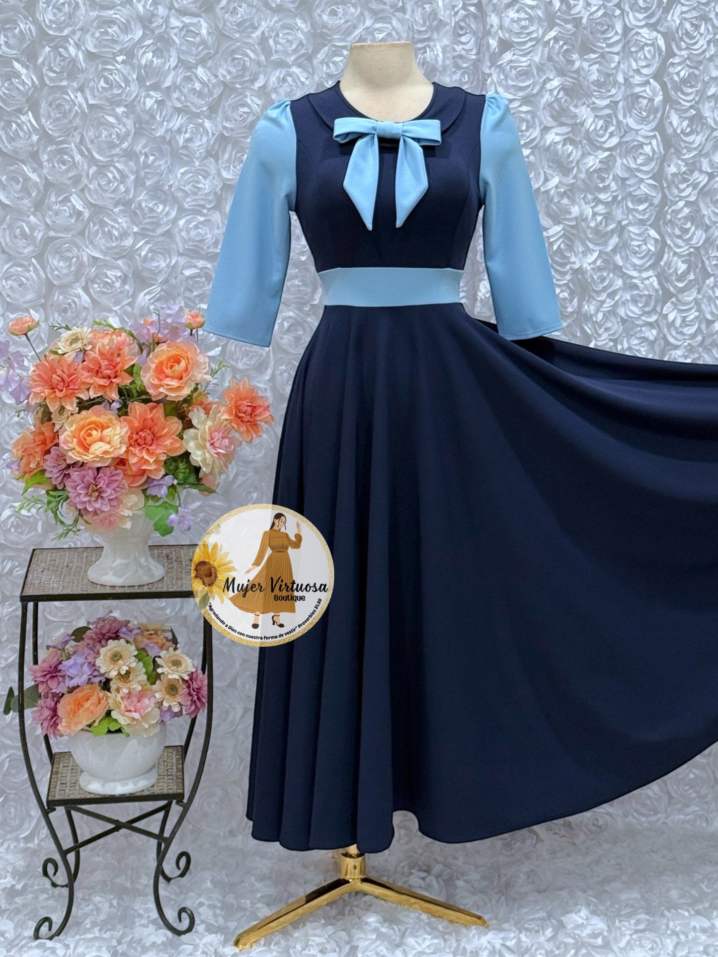 Agatha Navy/Sky Blue Sailor Dress