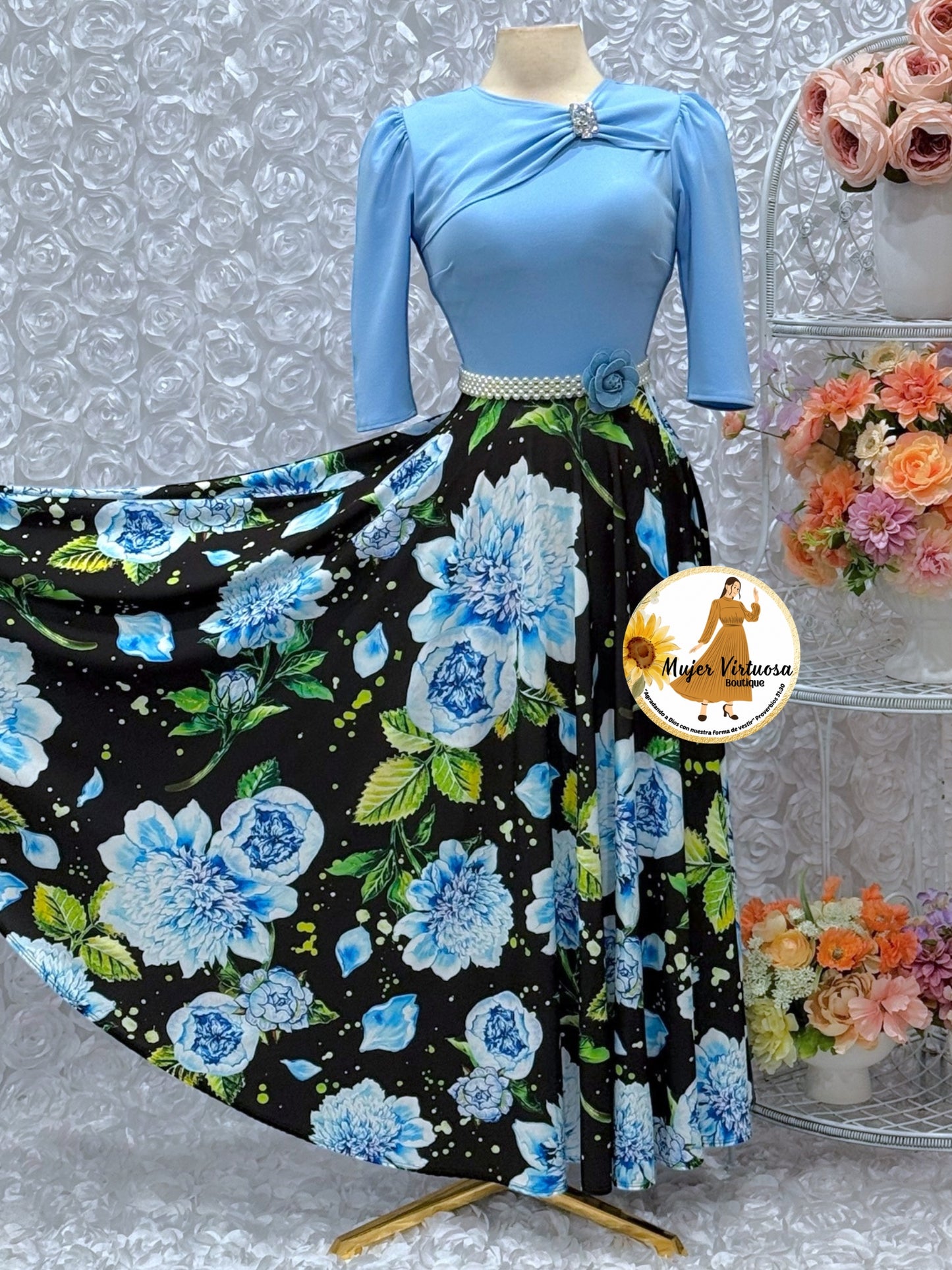 Rosalie Baby Blue Floral Dress