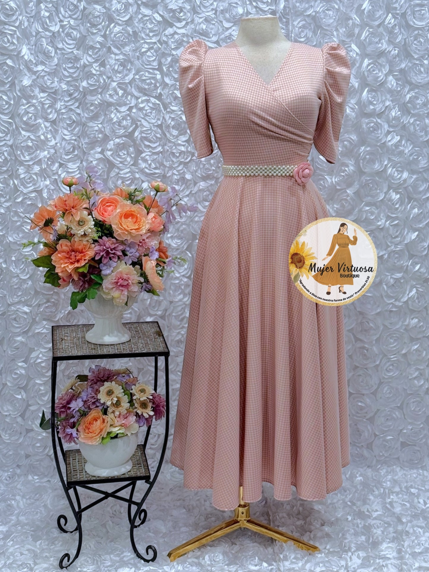Susan Baby Pink Plaid Dress