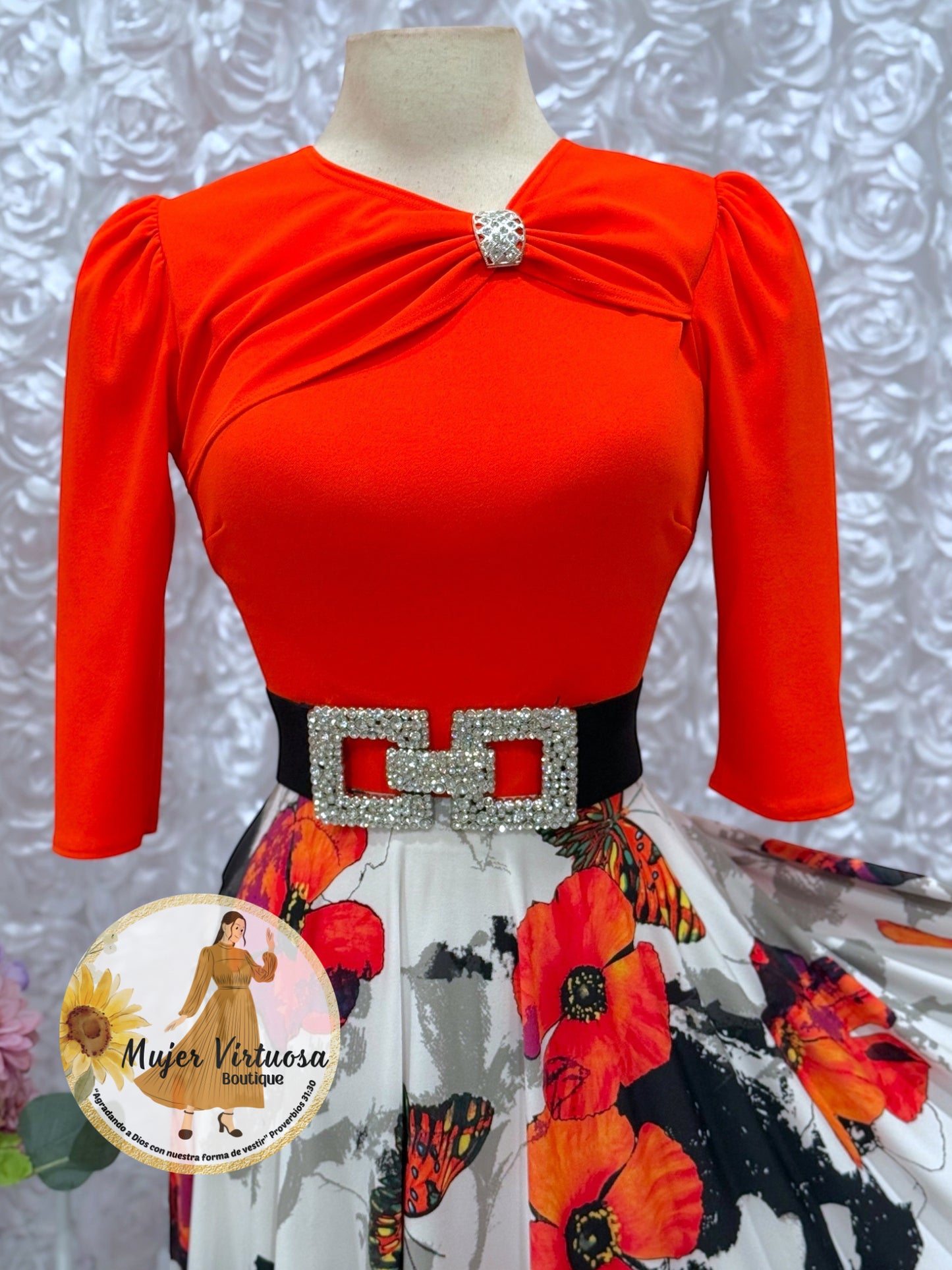 Rosalie Orange Butterfly Dress