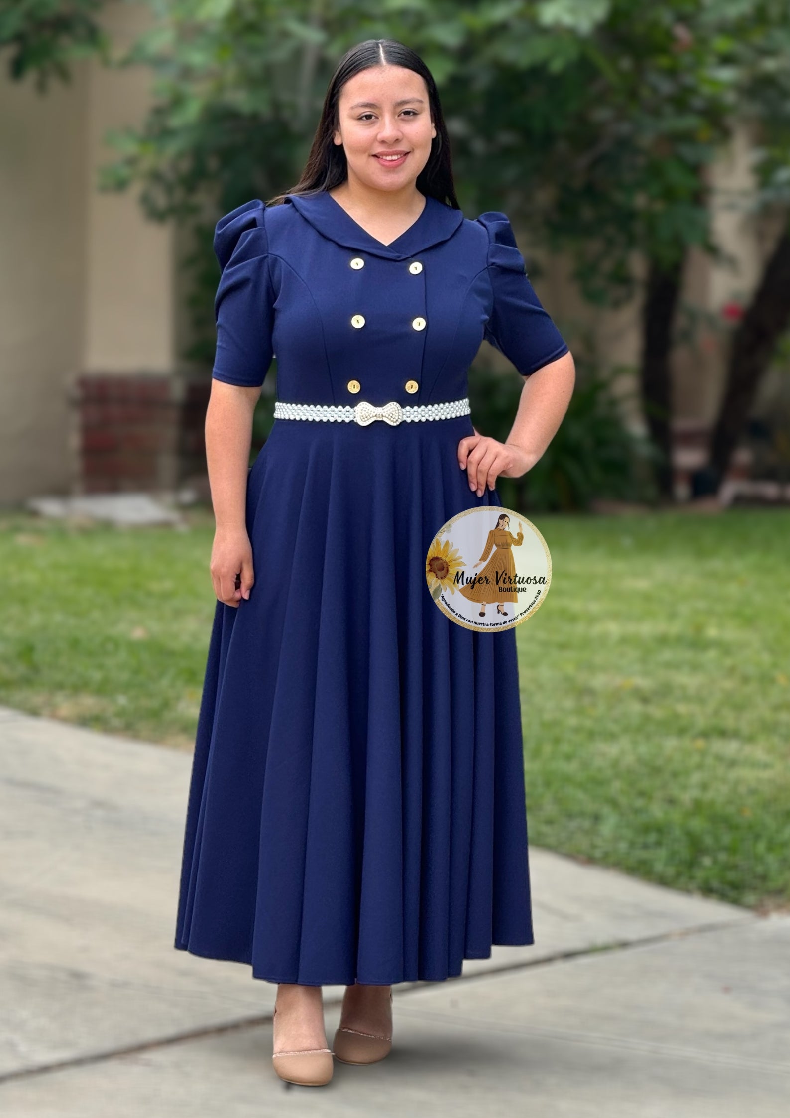 navy blue retro dress Banned Navy Blue & White Sailor Swing Dress - Large