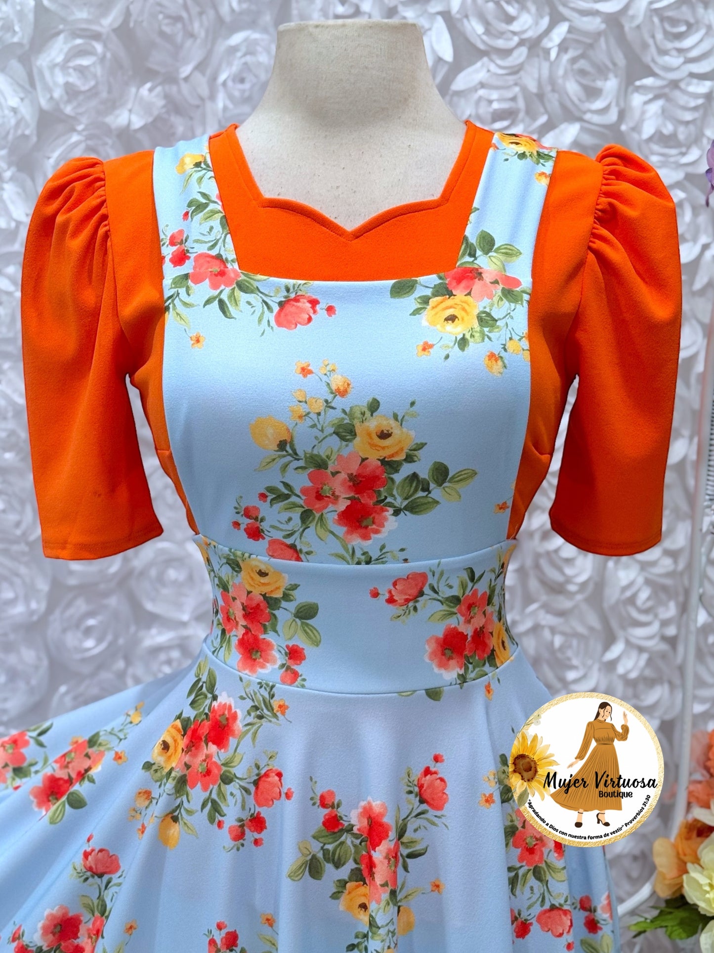 Angie Sky Blue Floral Overall