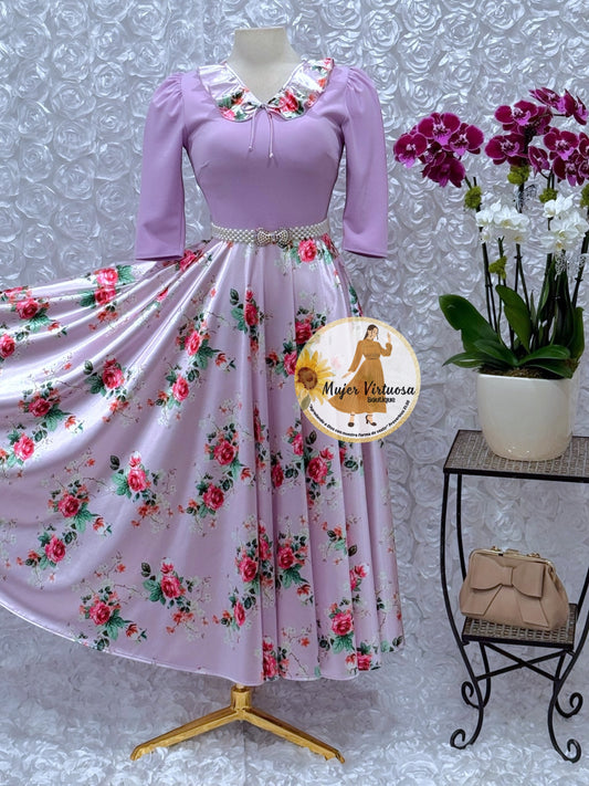 Francesca Lilac Roses Dress