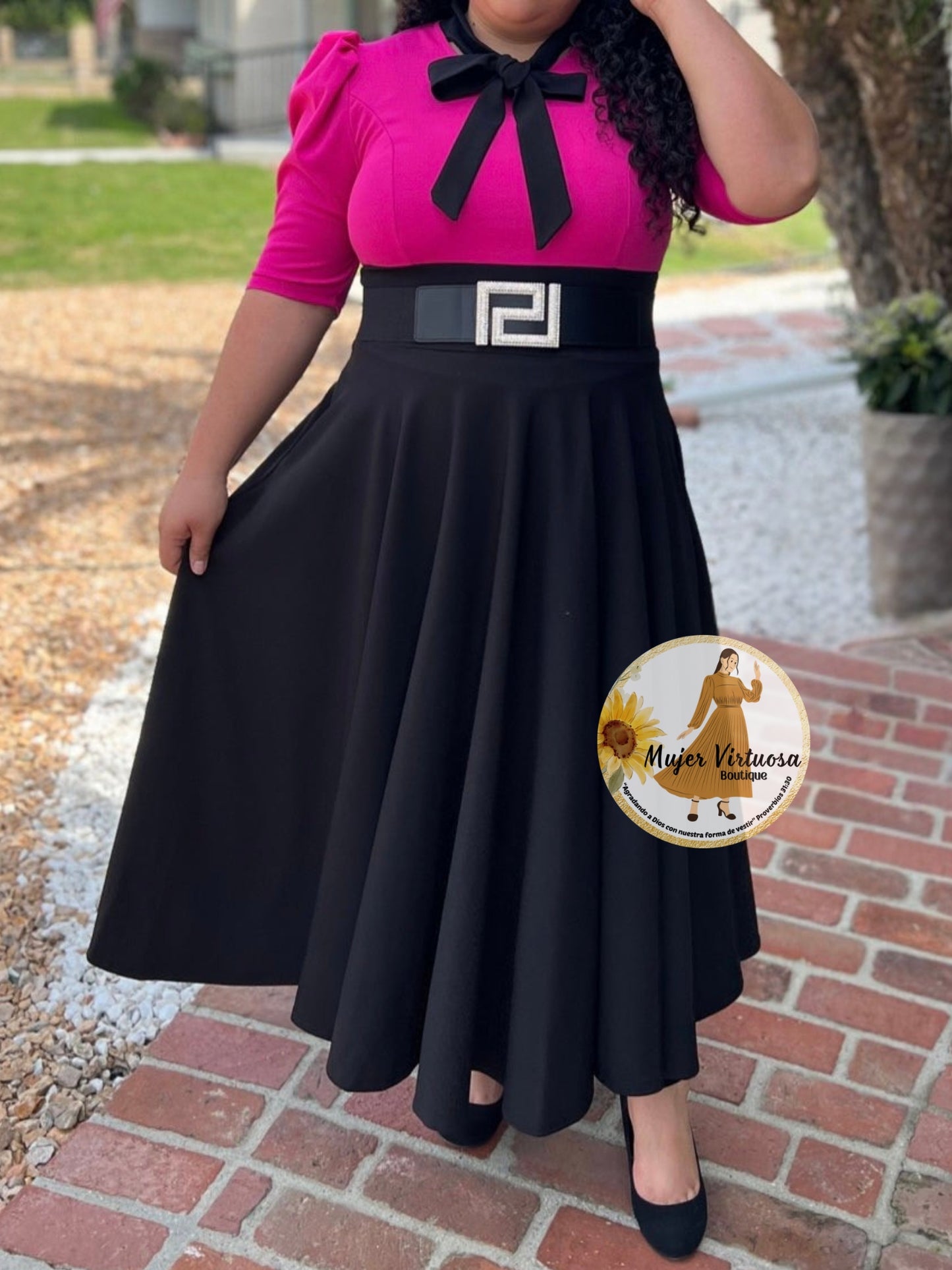 Sophia Fucsia/Black Dress