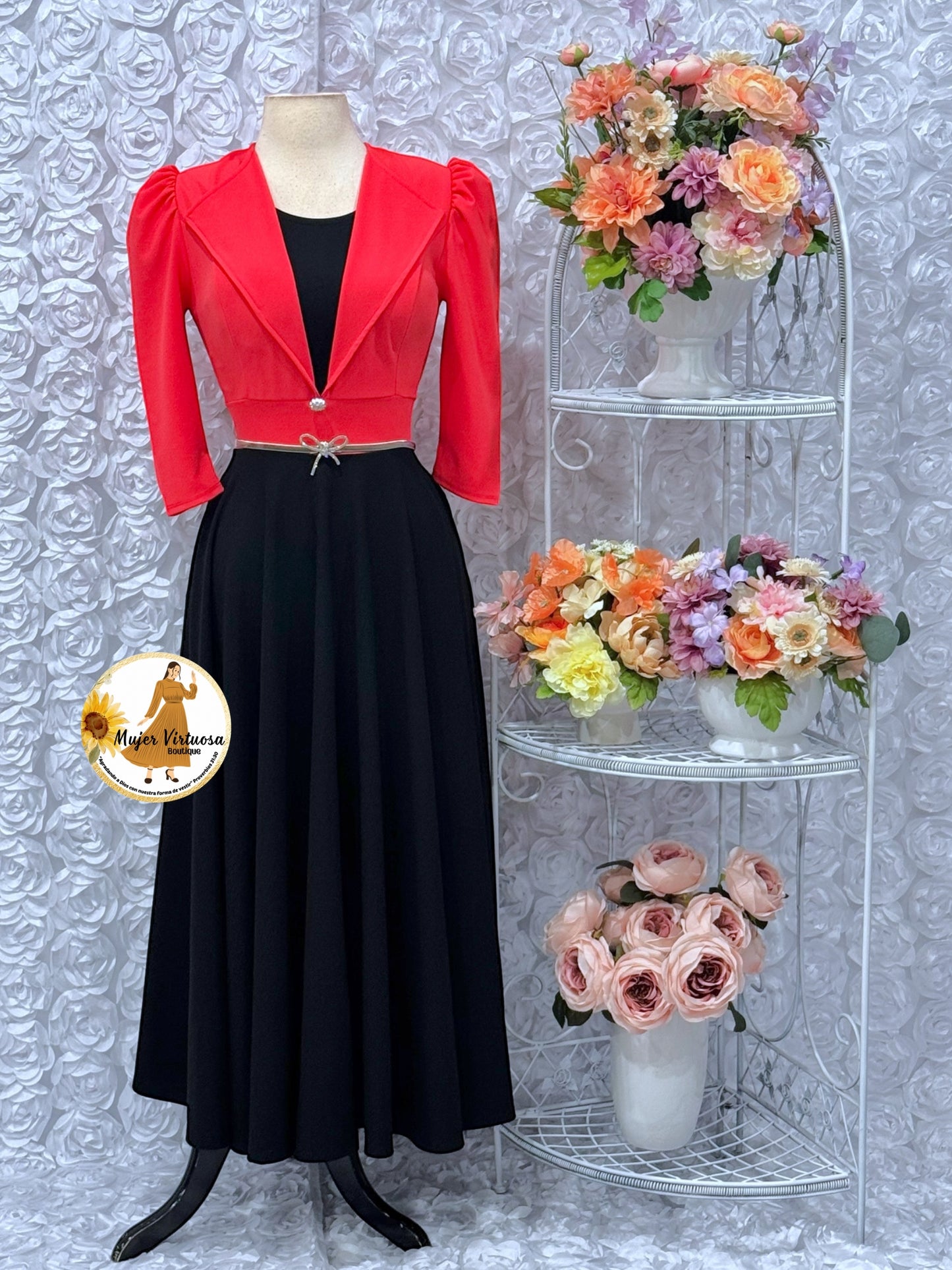 Astrid Coral & Black Blazer Dress