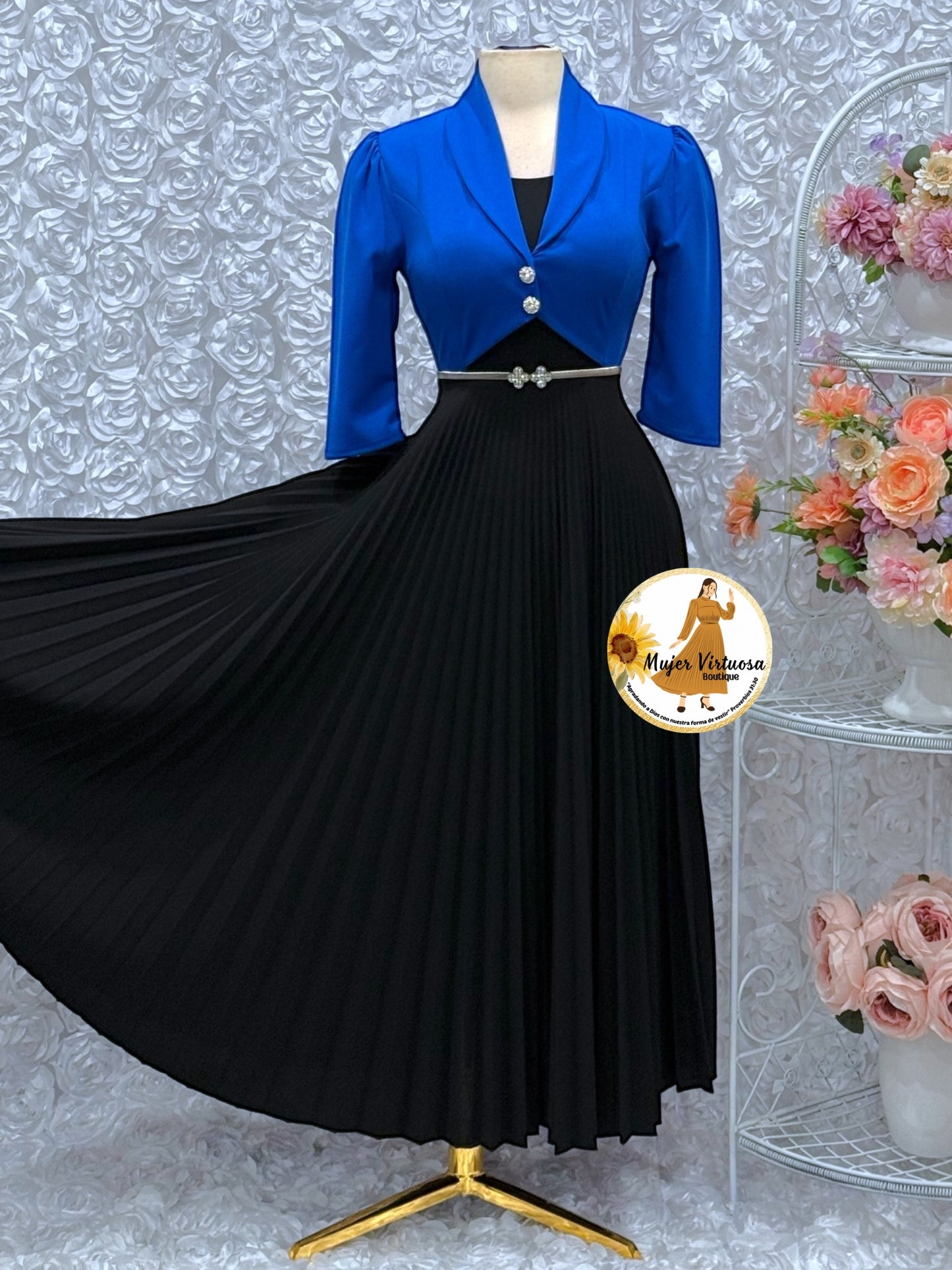 Emely Royal Blue & Black Dress
