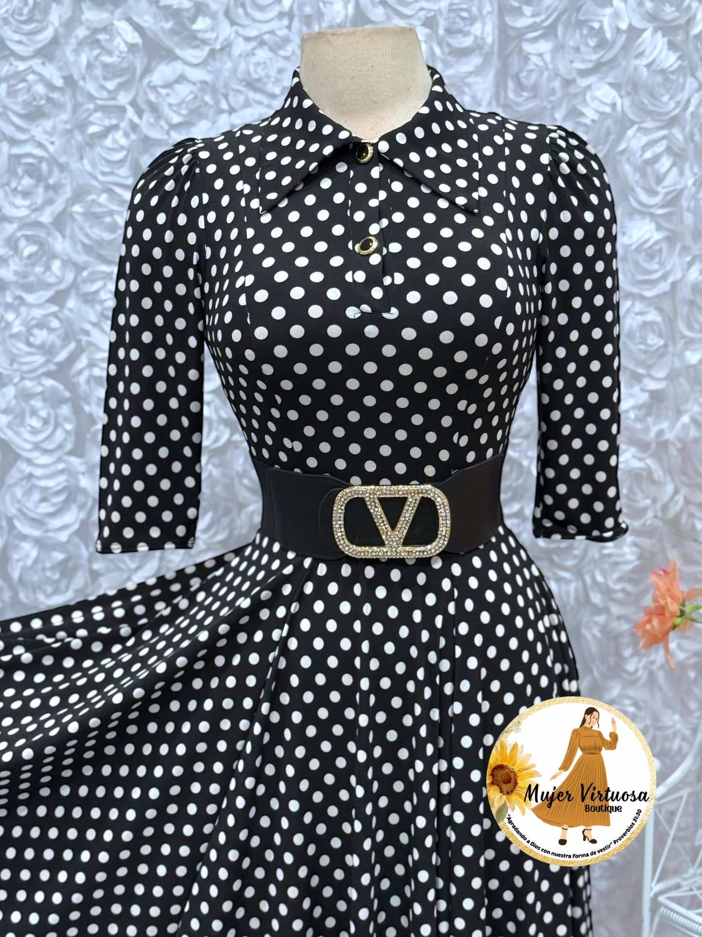 Minerva Black Polka Dot Dress