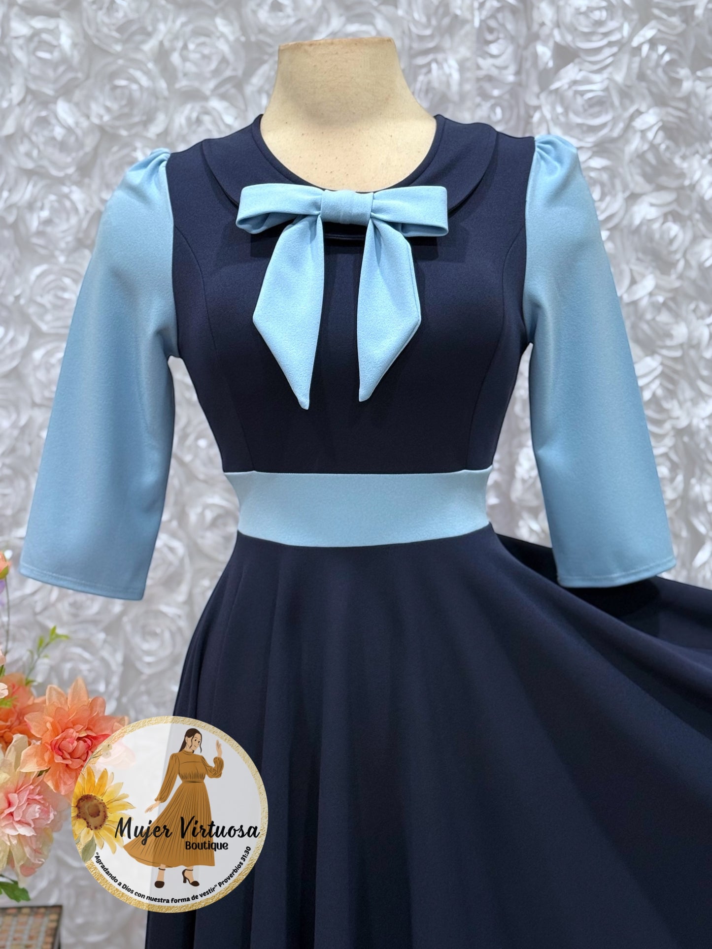 Agatha Navy/Sky Blue Sailor Dress