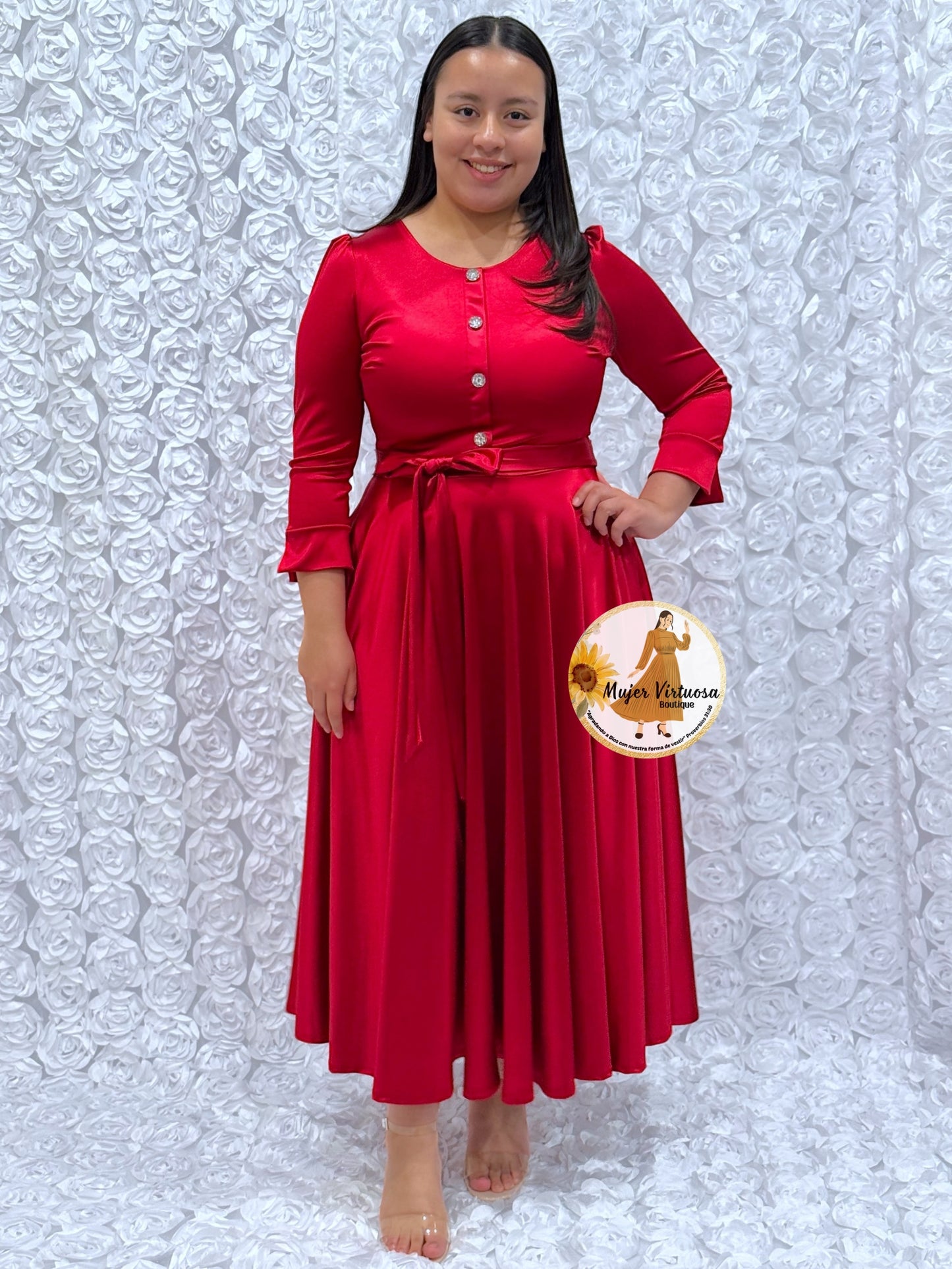 Ruby Red Satin Dress