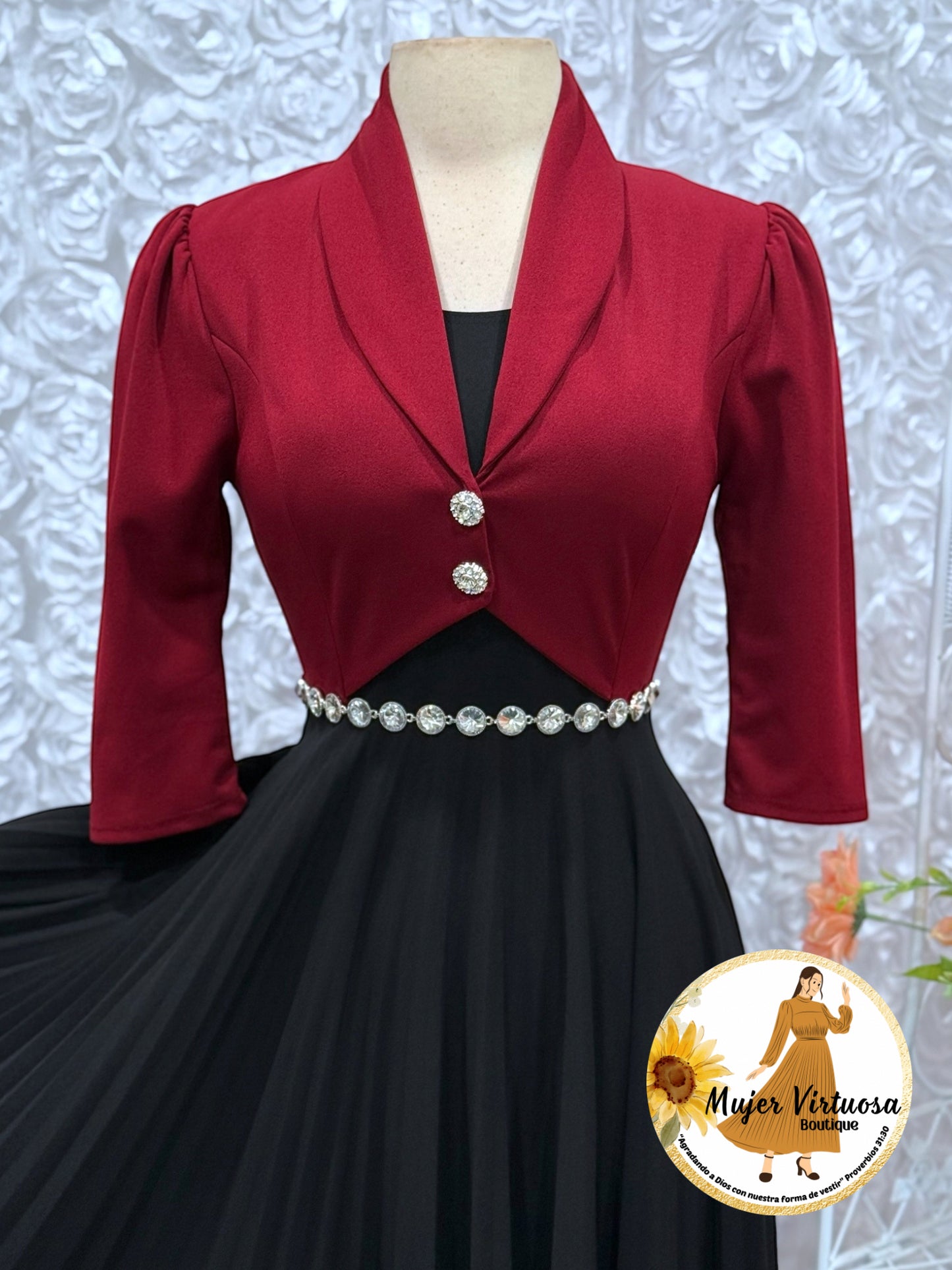 Emely Burgundy & Black Dress