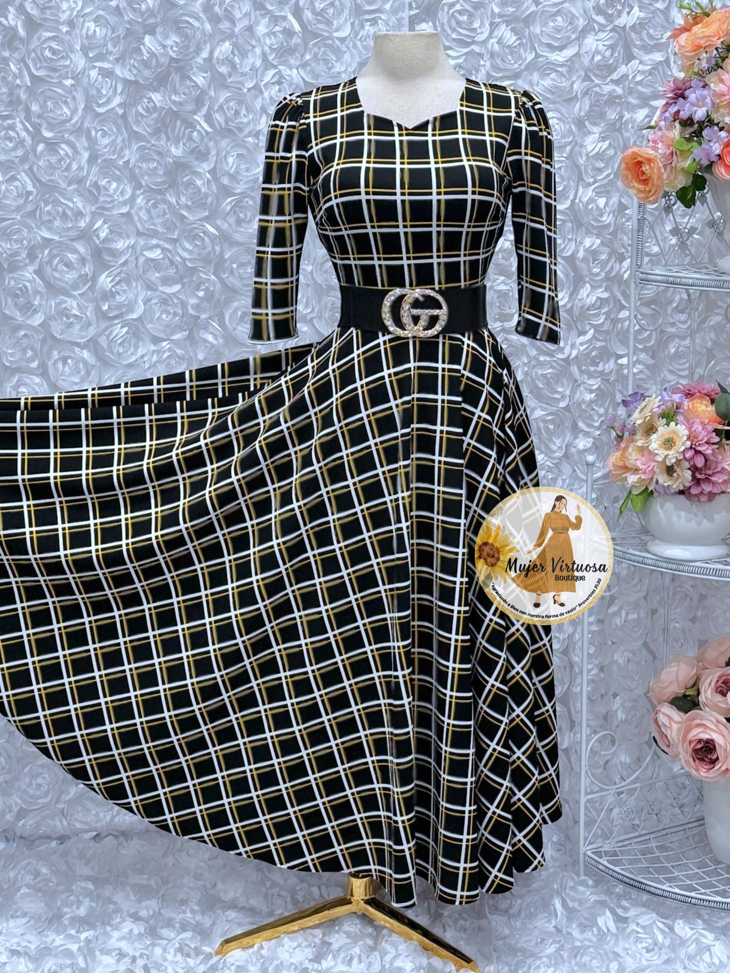 Lucy Black/Yellow Plaid Dress