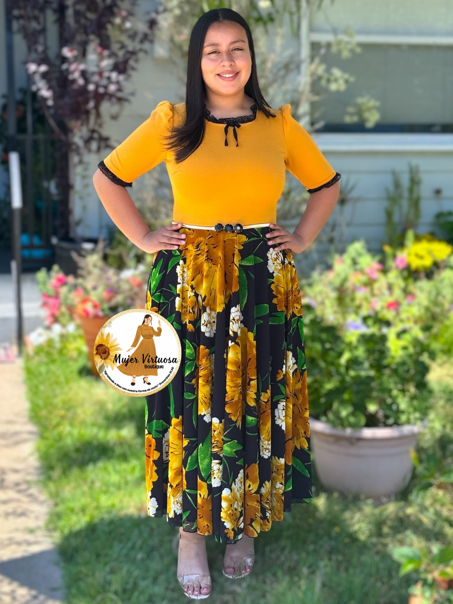 Noelia Mustard & Black Dress