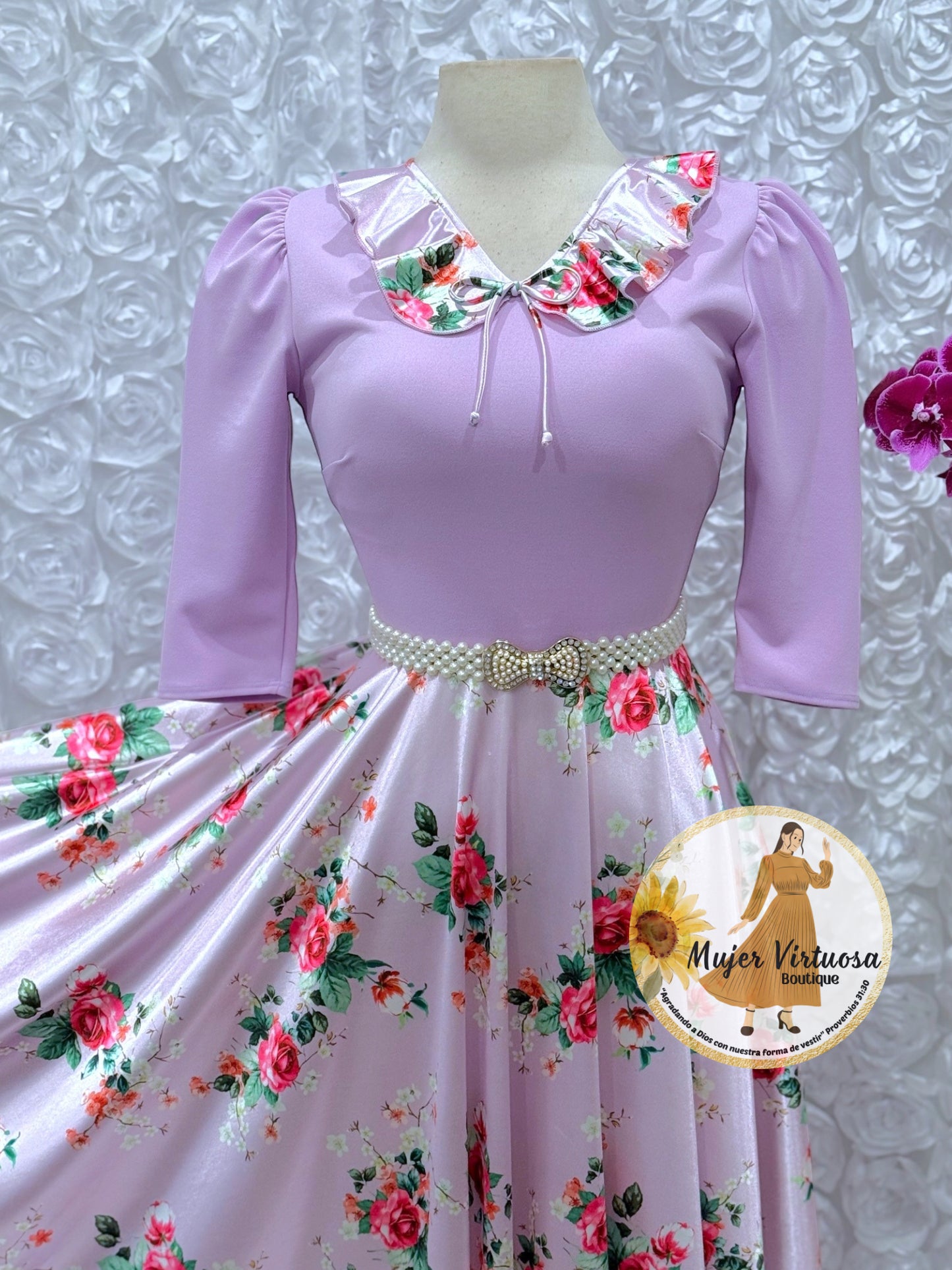 Francesca Lilac Roses Dress