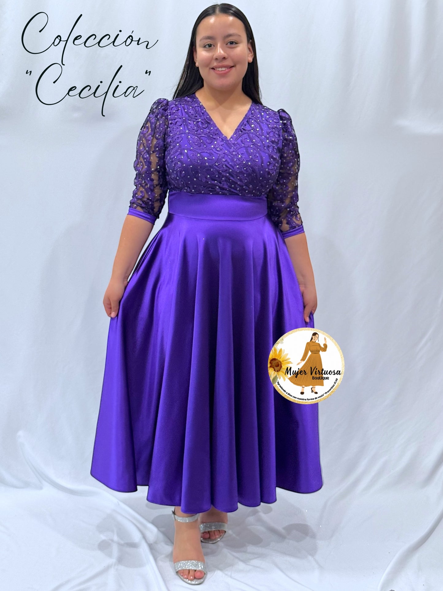 Cecilia Violet Satin Dress