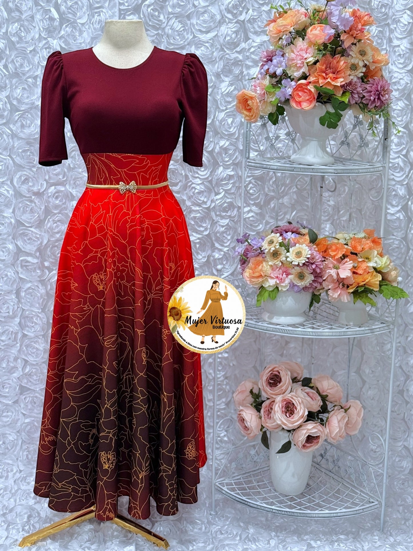 Eliana Wine/Red Ombre Dress