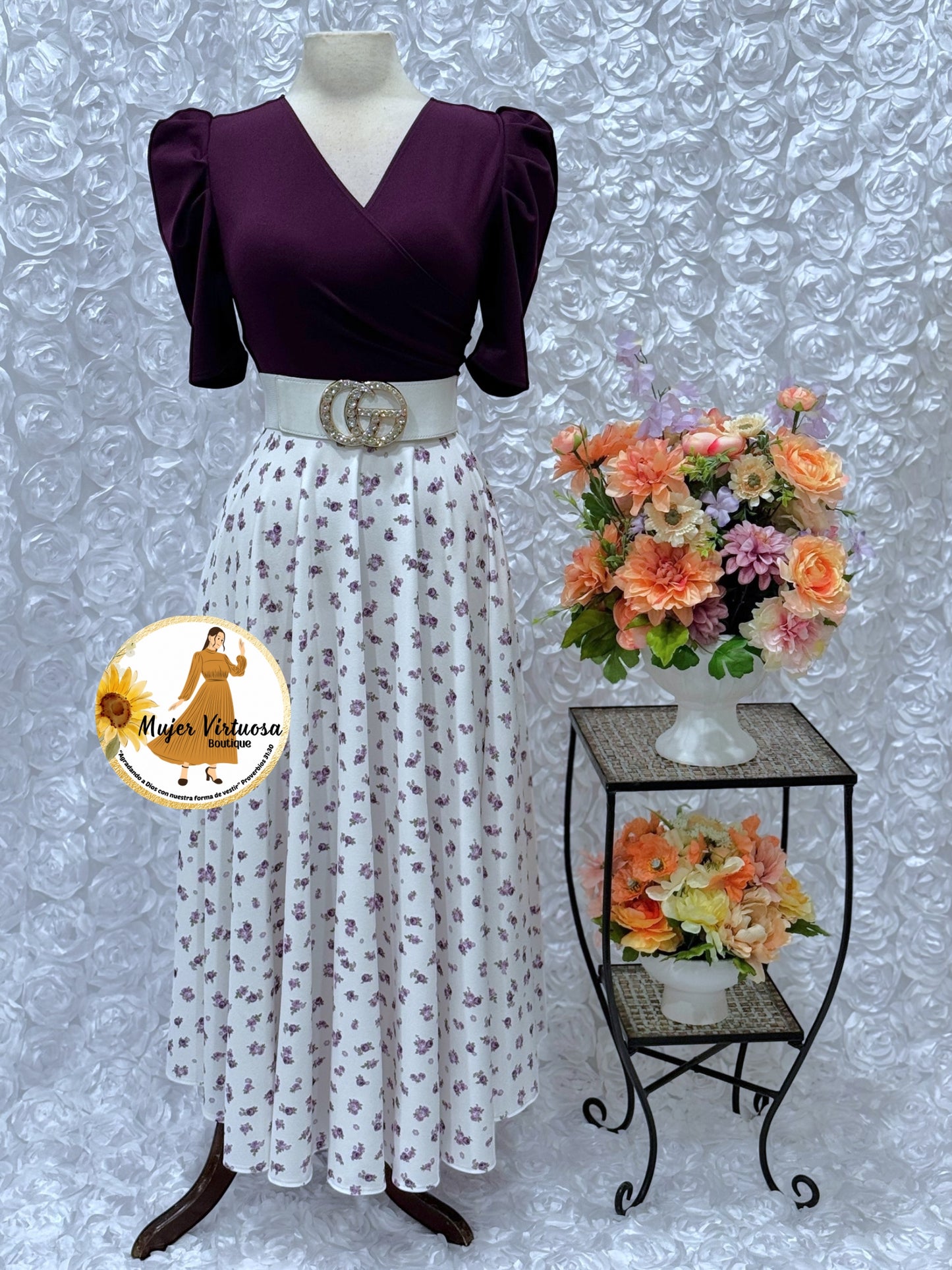 Susan Uva/White Floral Dress