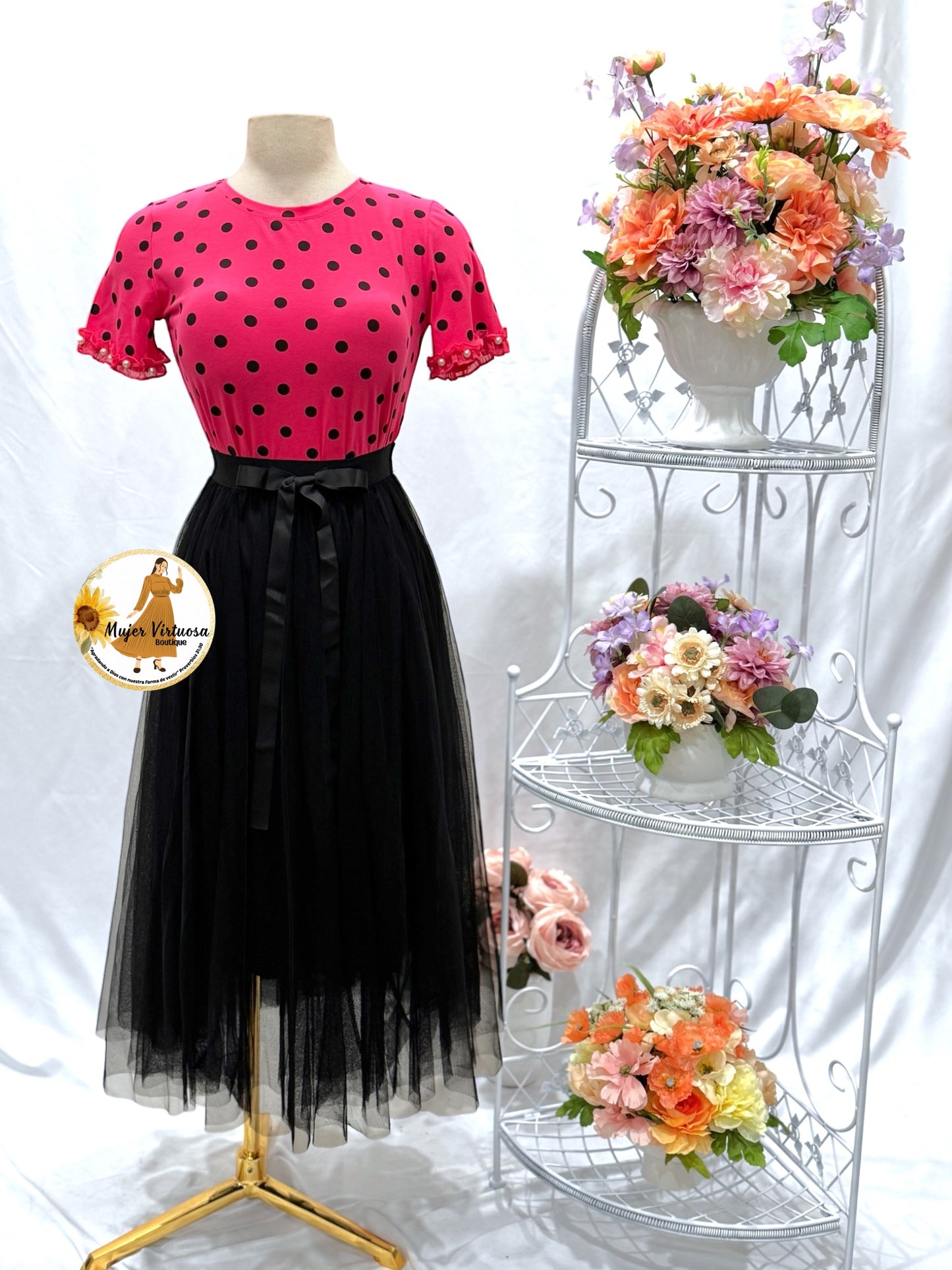 Black Tulle Midi Skirt