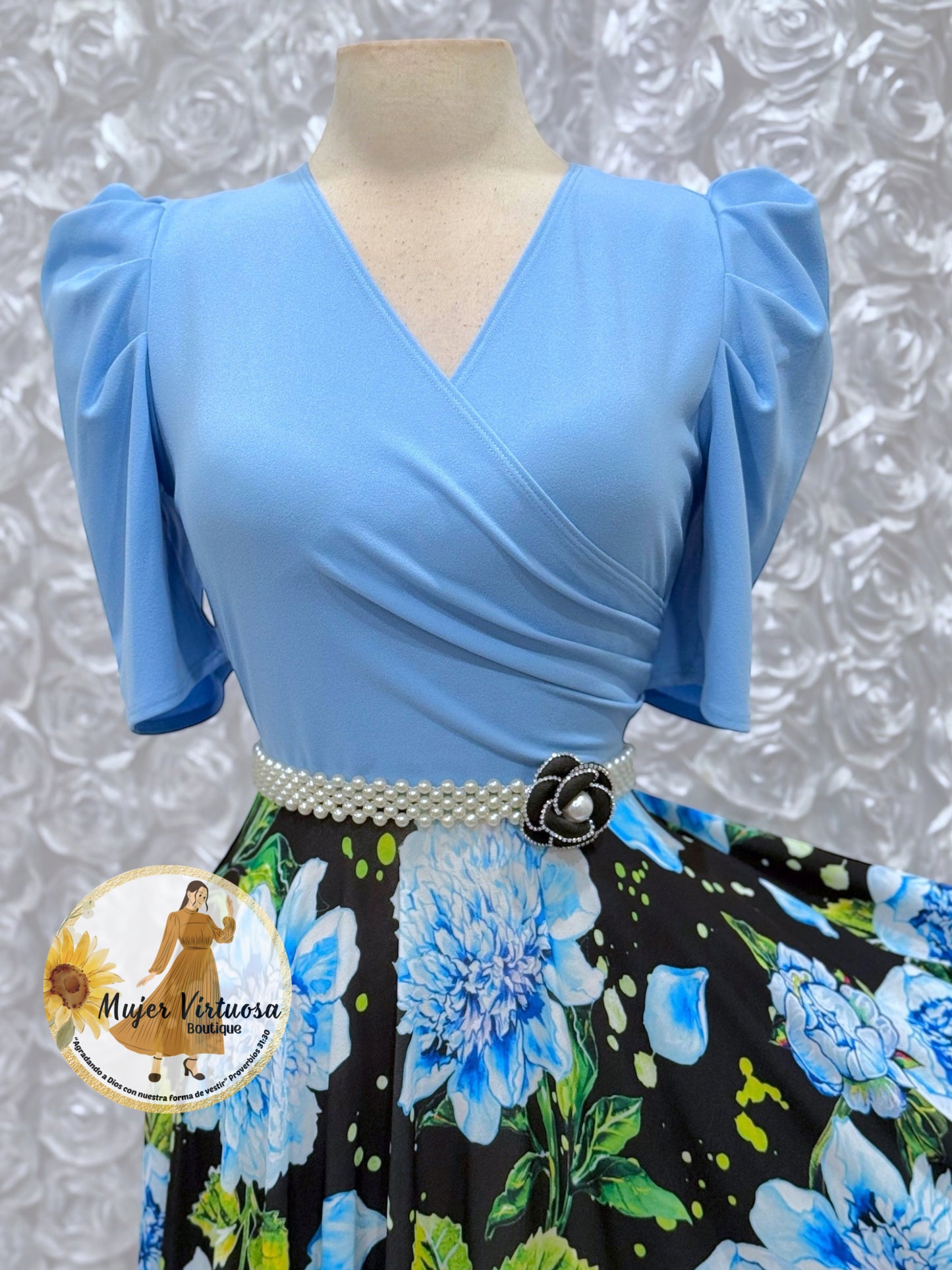 Suri Sky Blue Floral Dress