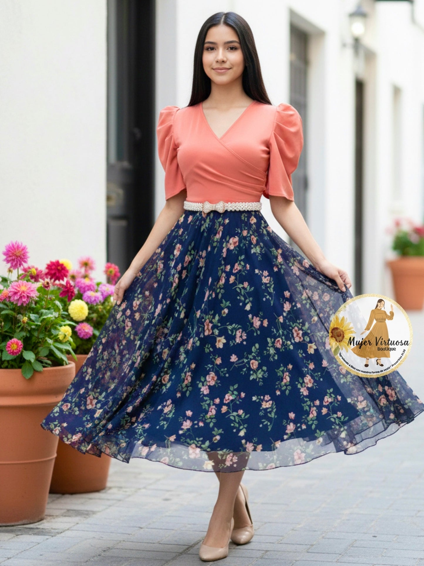 Susan Mauve/Navy Mesh Dress