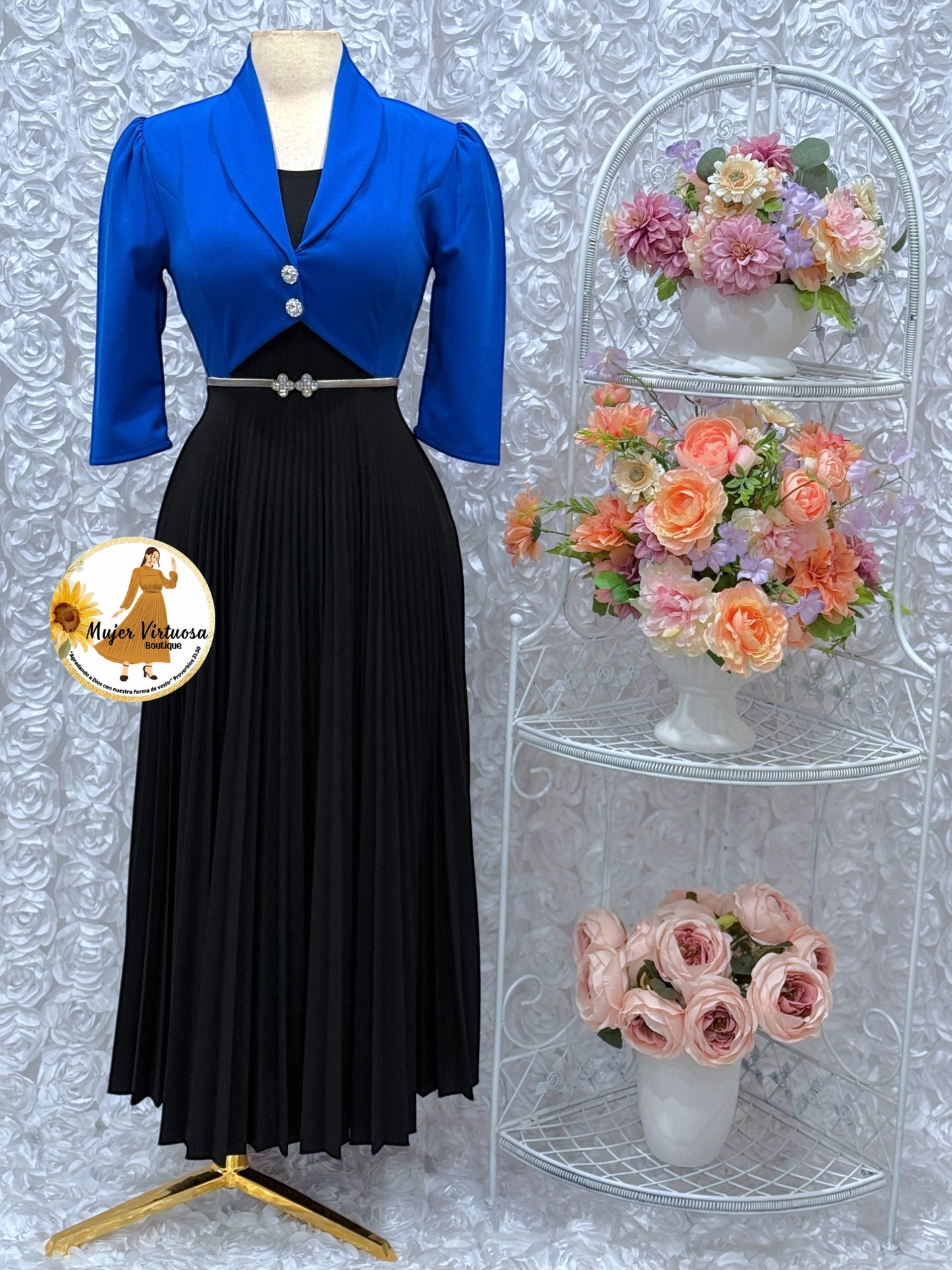 Emely Royal Blue & Black Dress