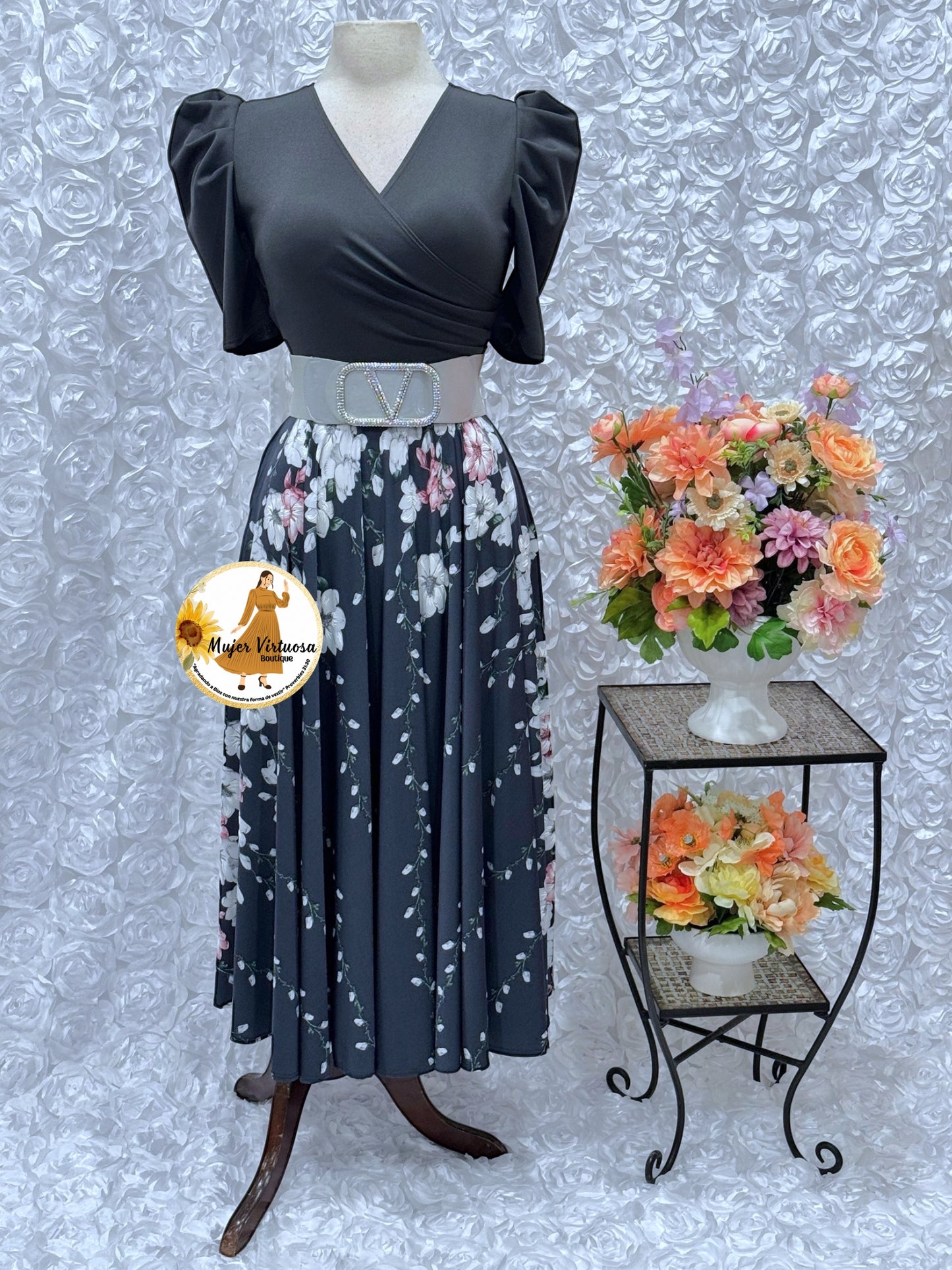 Suri Grey Floral Dress