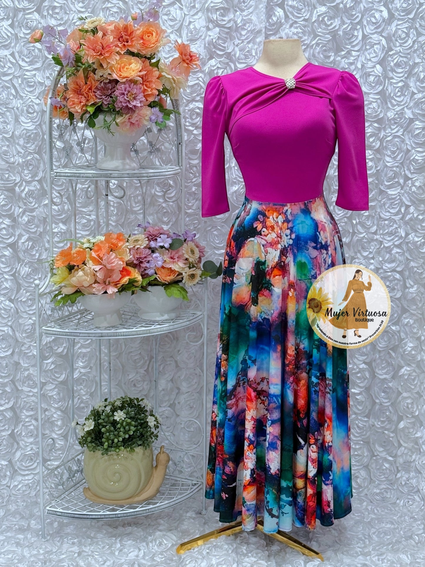 Rosalie Magenta Floral Dress