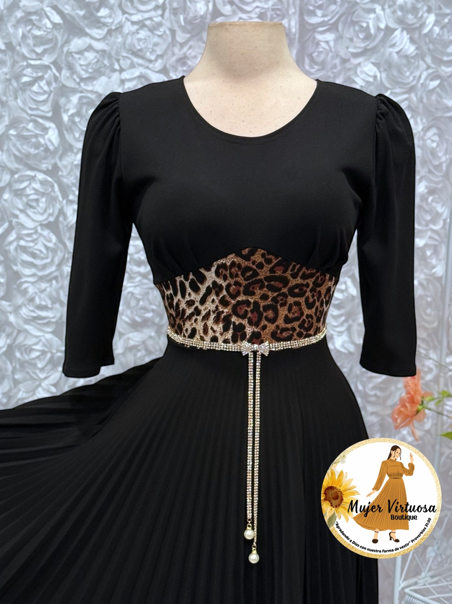 Cristel Black Animal Print Dress