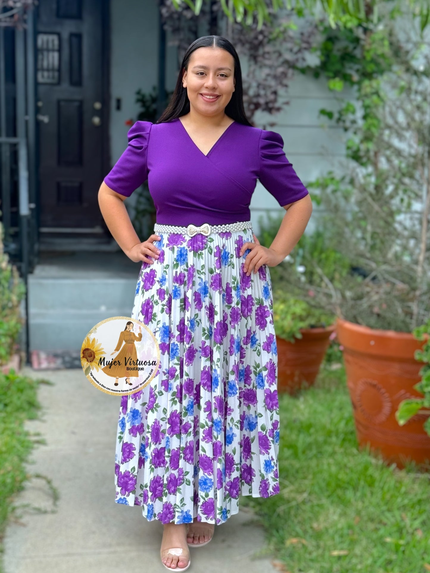 Jessica Purple/White Floral Dress